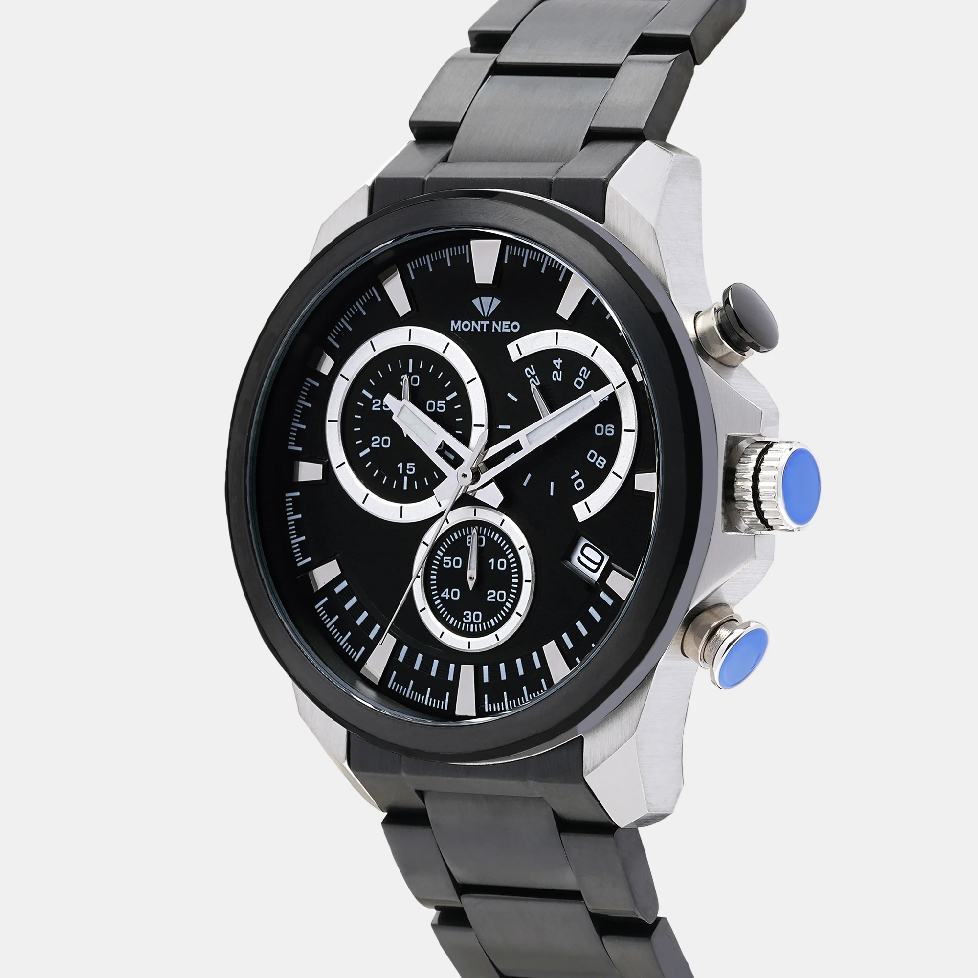 Men Quartz Black Dial Chronograph Stainless Steel Watch 7011M-M1404 - Image 3