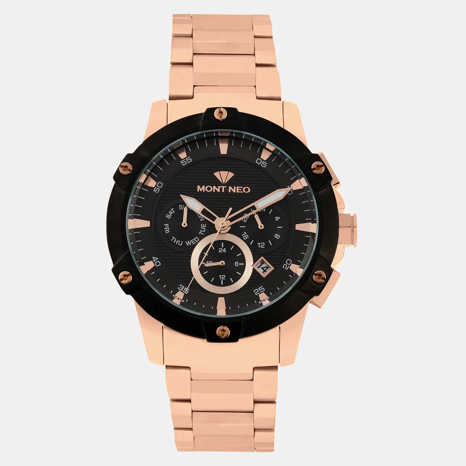 Men Quartz Black Dial Multi-Function Metal Watch 1050M-M3404 - Image 2