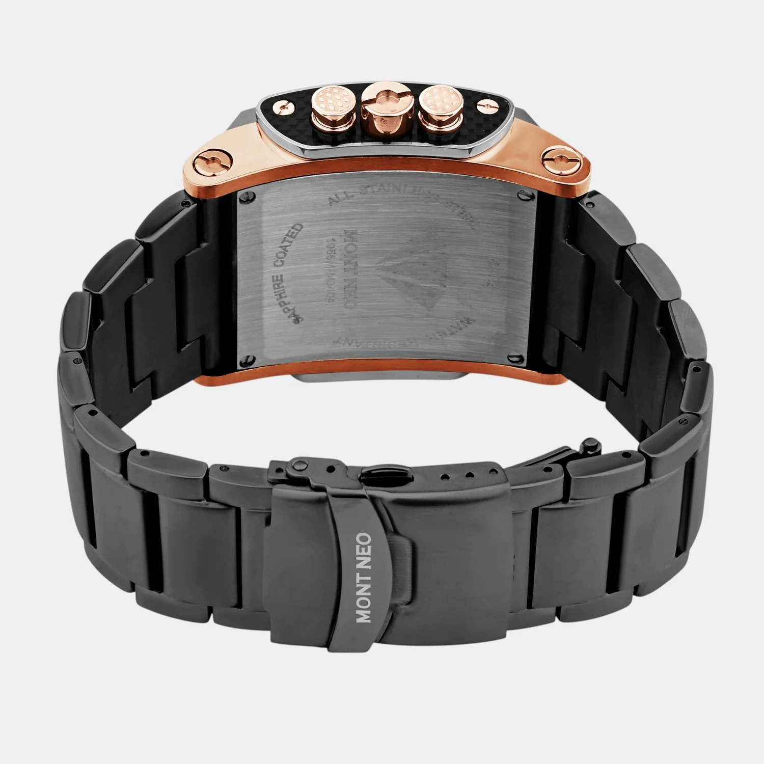 Men Quartz Black Dial Multi-Function Stainless Steel Watch 1056M-M3404 - Image 4