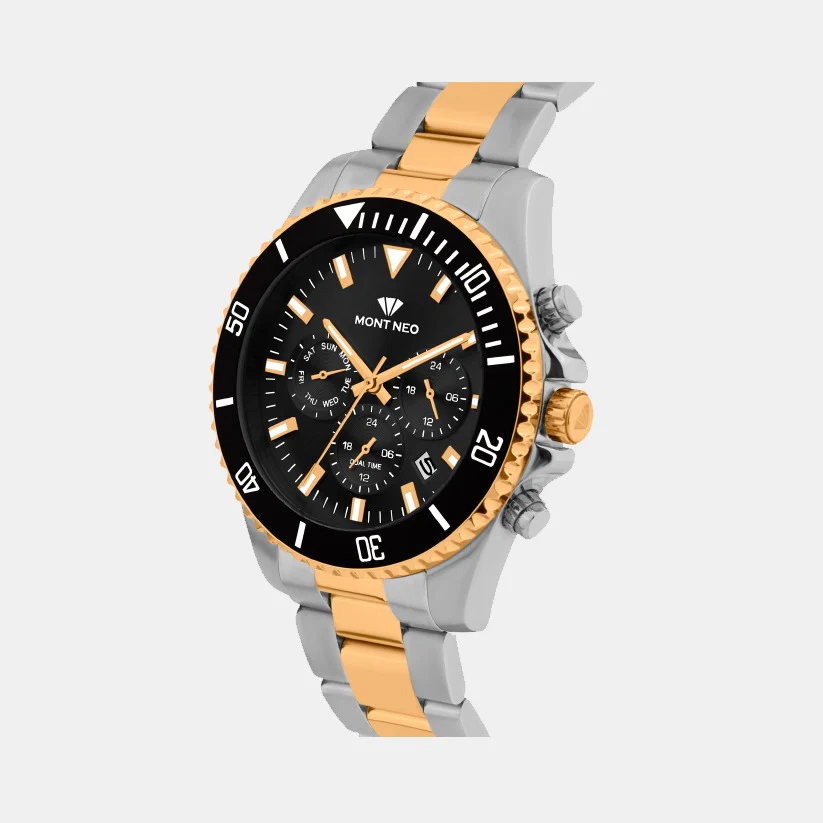 Men Quartz Black Dial Multi-Function Stainless Steel Watch 3508M-M1304 - Image 3