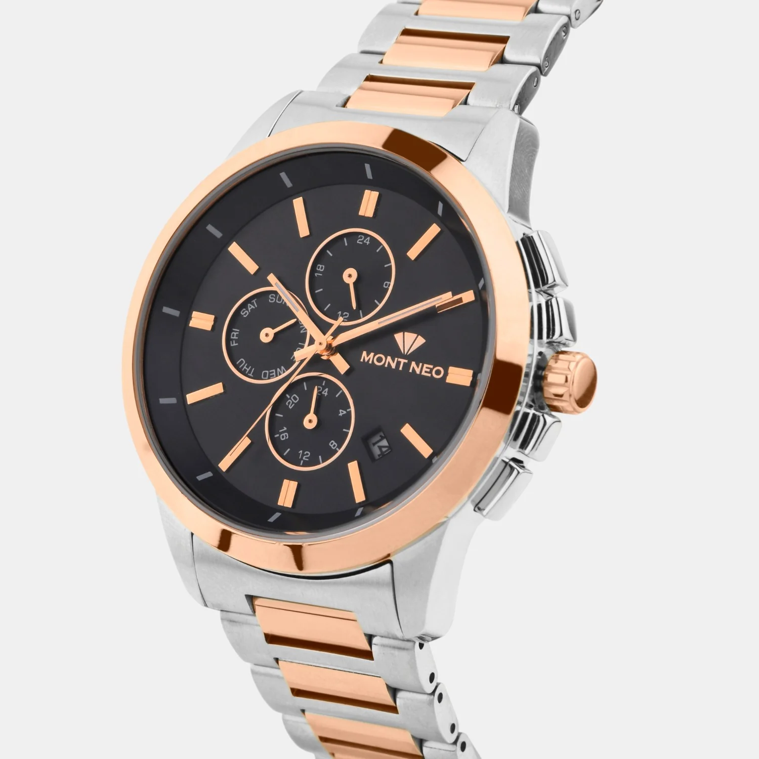 Men Quartz Black Dial Multi-Function Stainless Steel Watch G1051M-M1304 - Image 2