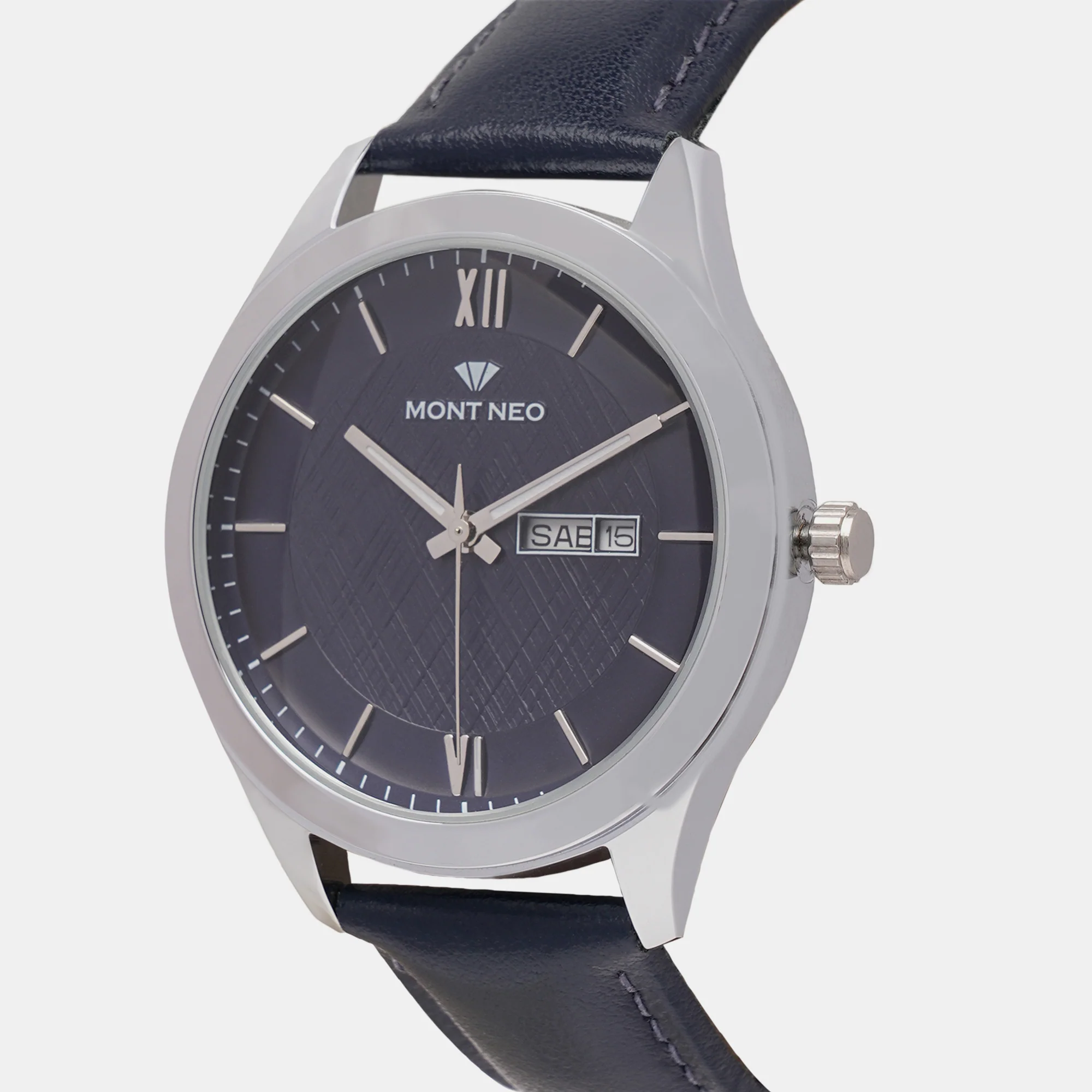 Men Quartz Blue Dial Analog Leather Watch 8009D-L1105 - Image 5