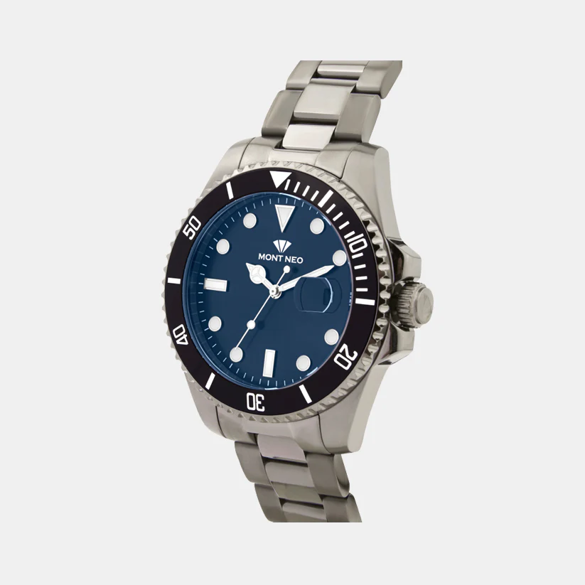 Men Quartz Blue Dial Analog Metal Watch 3507E-M8805 - Image 3