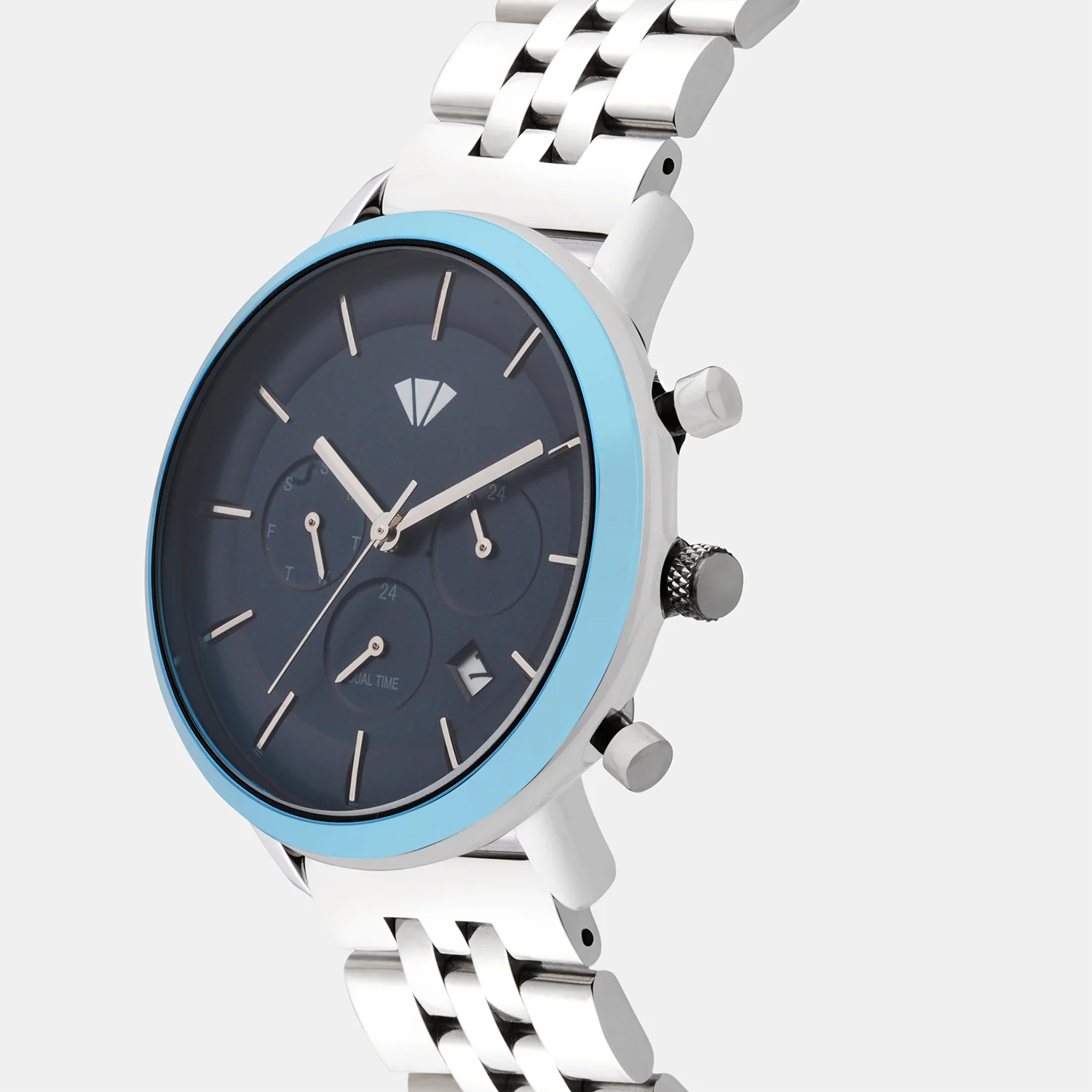 Men Quartz Blue Dial Analog Metal Watch 8012C-M1105 - Image 2
