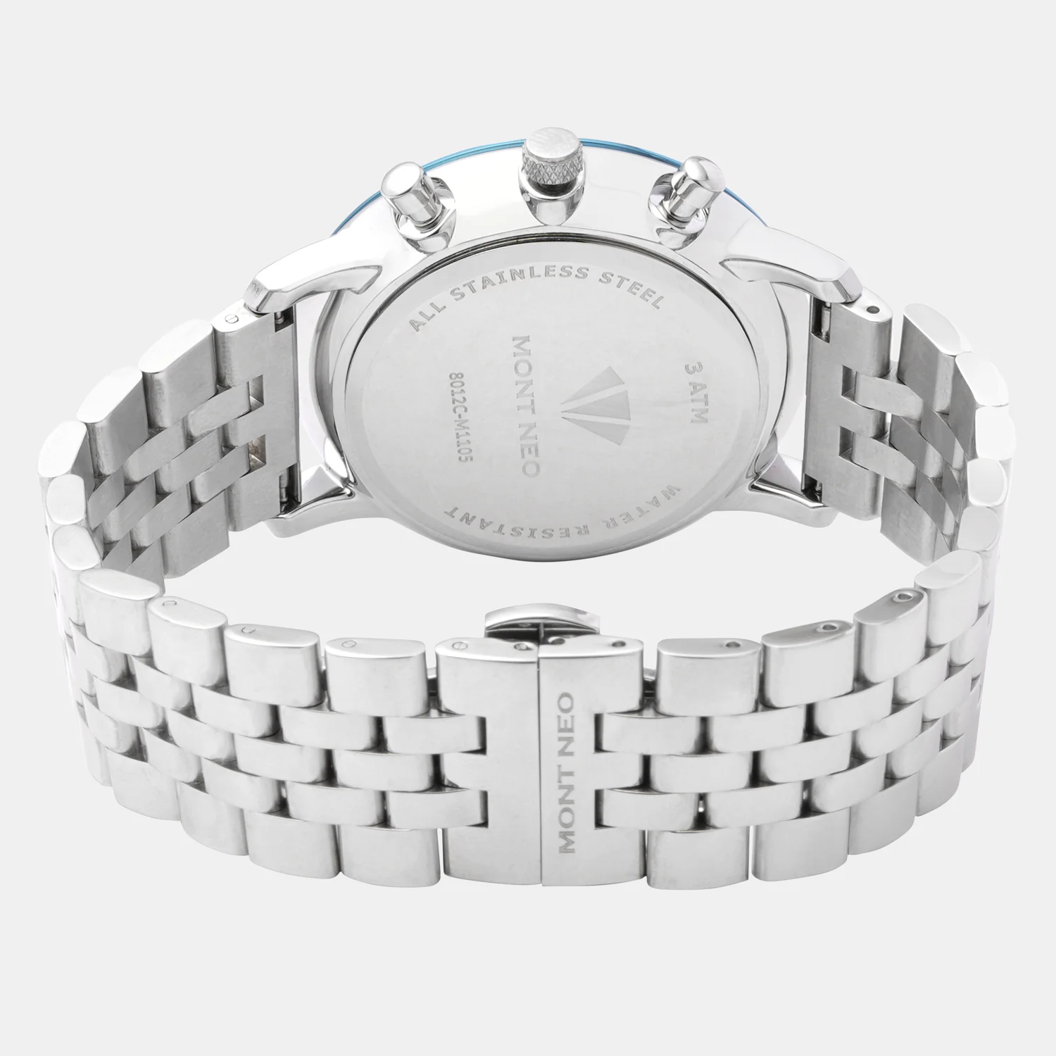 Men Quartz Blue Dial Analog Metal Watch 8012C-M1105 - Image 4