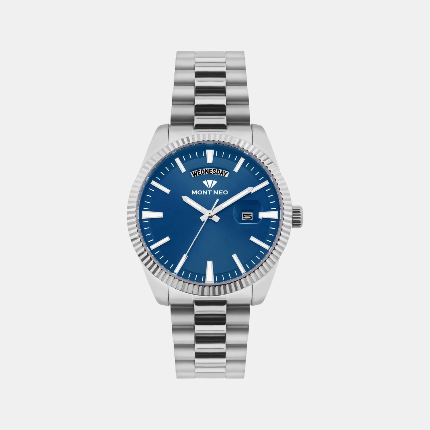 Men Quartz Blue Dial Analog Stainless Steel Watch G3505D-M1105 - Image 2