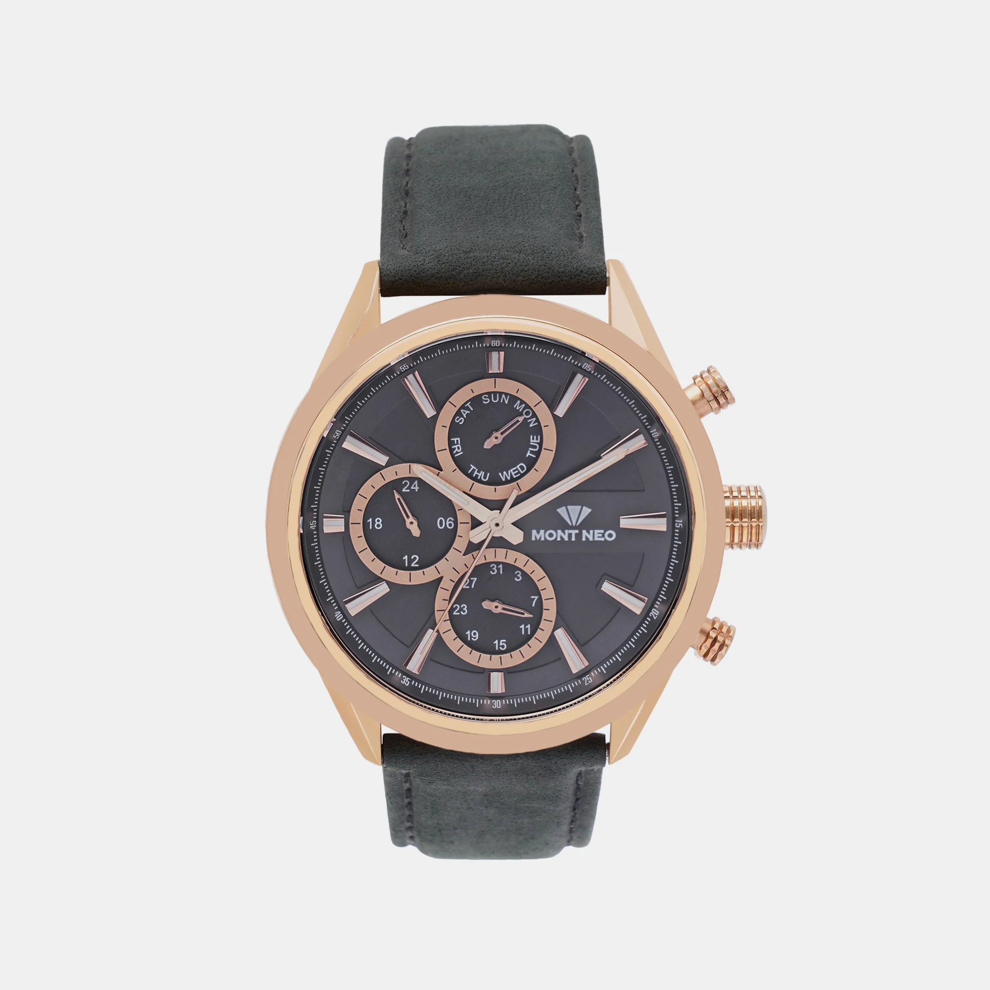 Men Quartz Blue Dial Chronograph Leather Watch 7010C-L3304 - Image 2