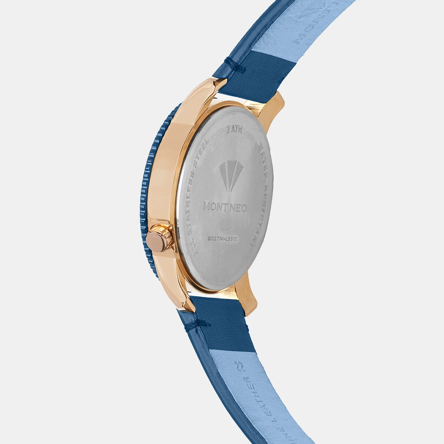 Men Quartz Blue Dial Chronograph Leather Watch 8017M-L3505 - Image 3