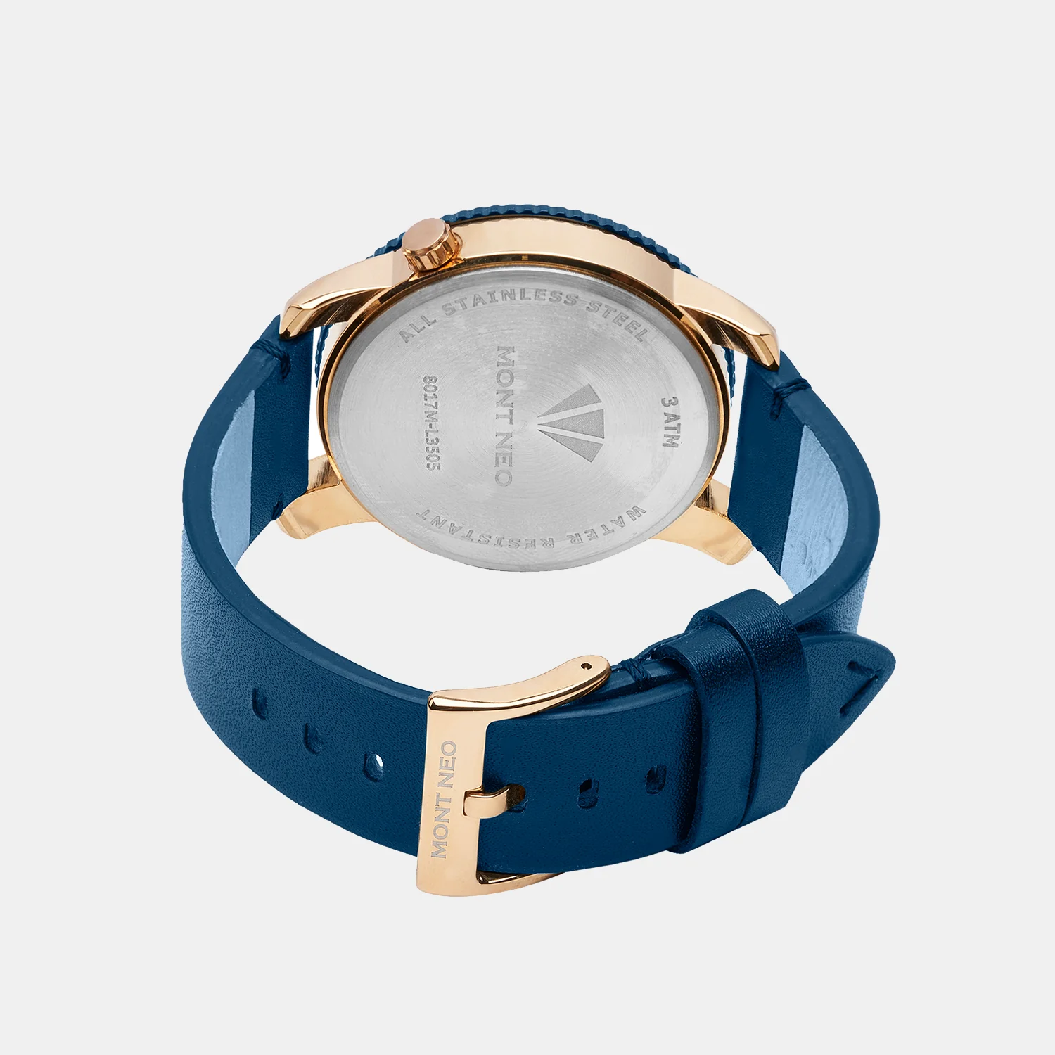 Men Quartz Blue Dial Chronograph Leather Watch 8017M-L3505 - Image 4