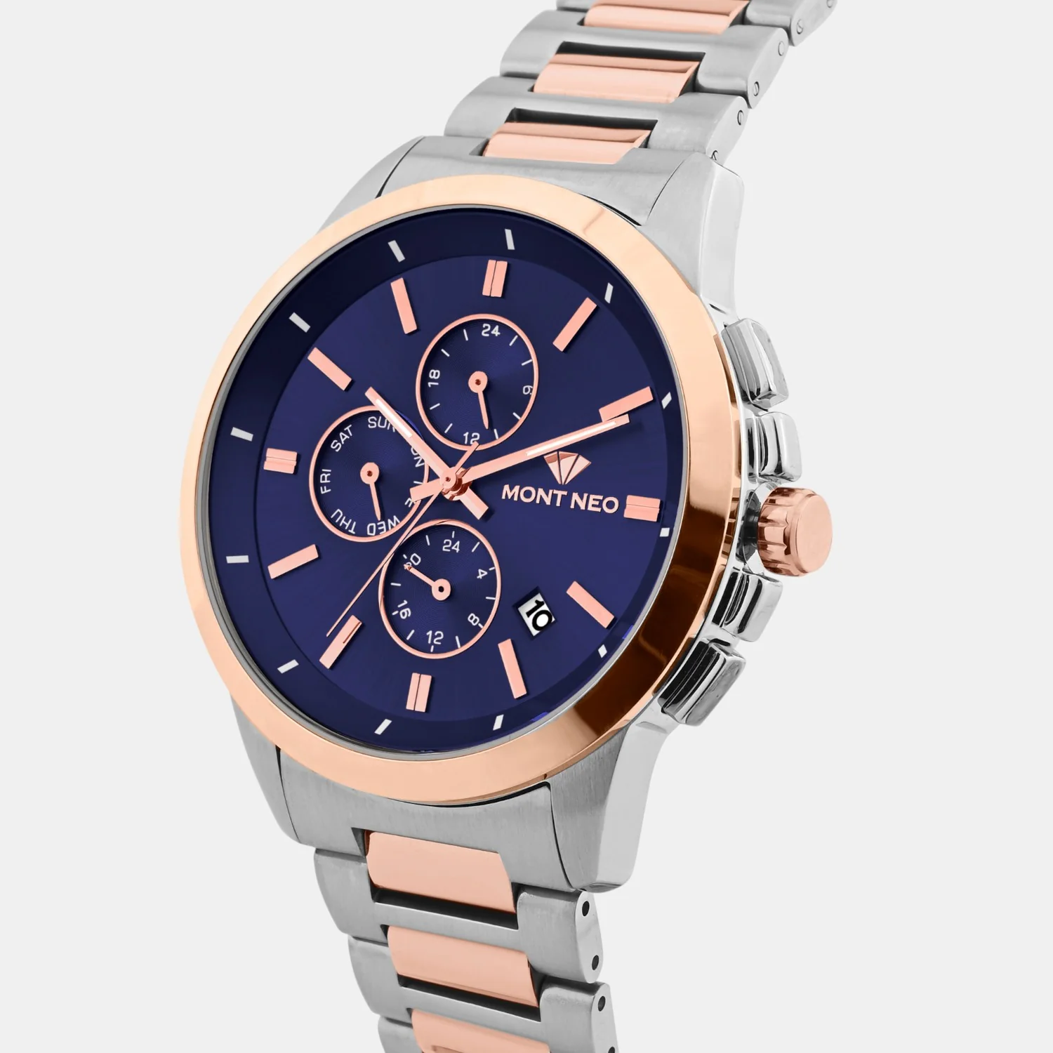 Men Quartz Blue Dial Multi-Function Stainless Steel Watch G1051M-M1305 - Image 2