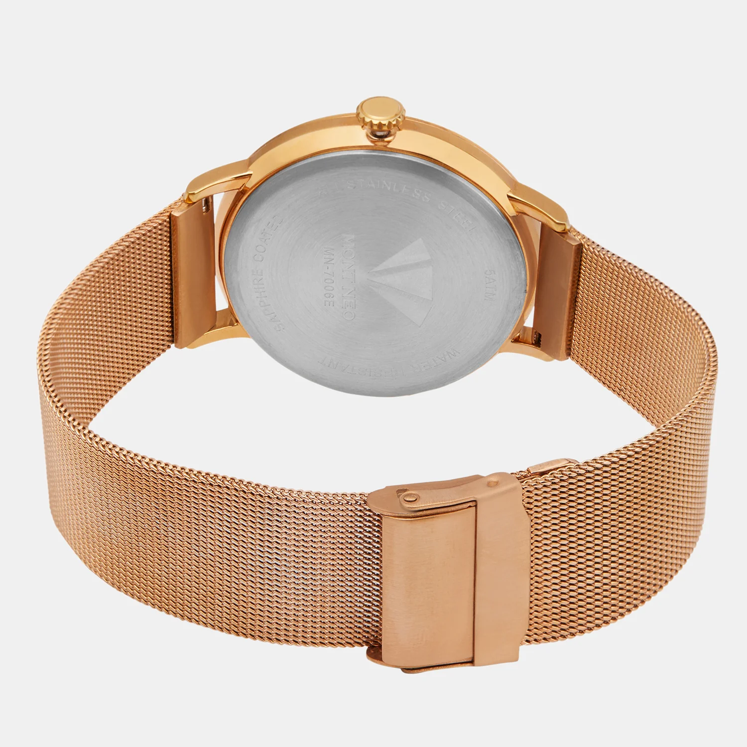 Men Quartz Brown Dial Analog Mesh Watch 7006E-B3306 - Image 3