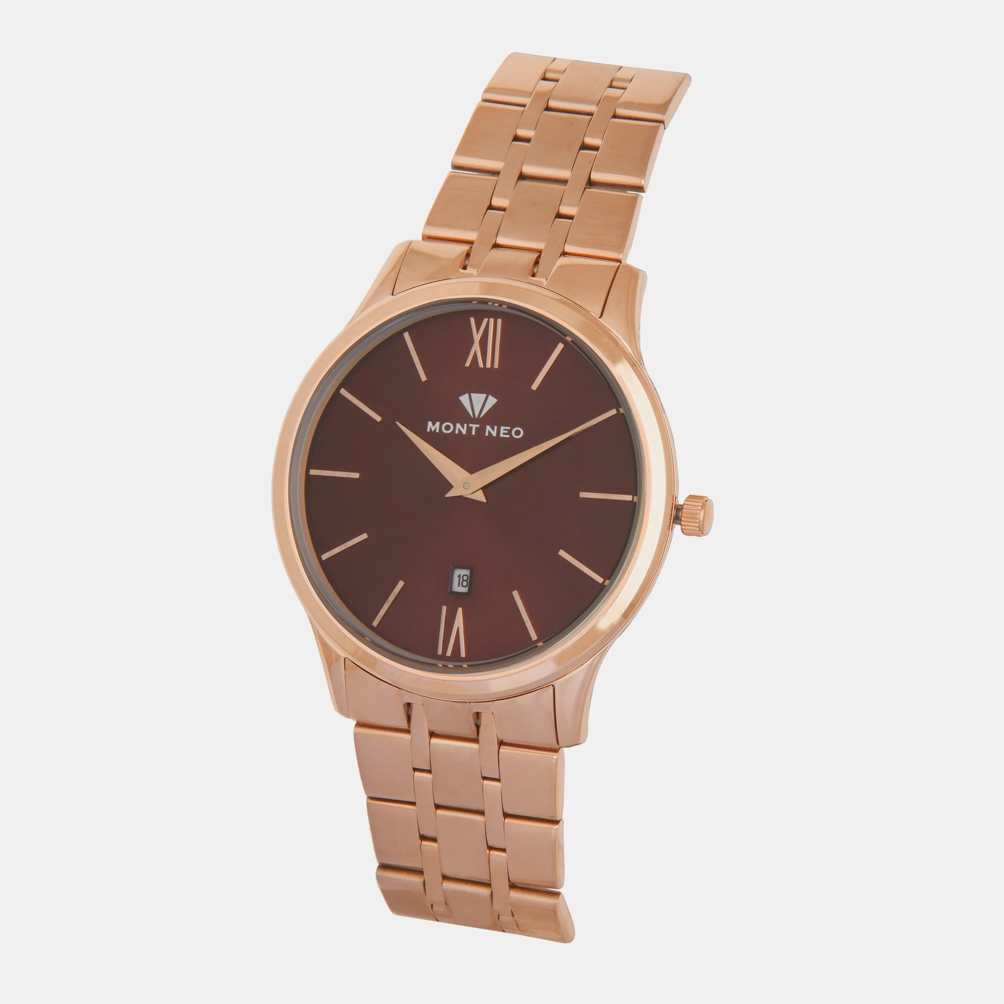 Men Quartz Brown Dial Analog Stainless Steel Watch 1035E-M3306 - Image 3