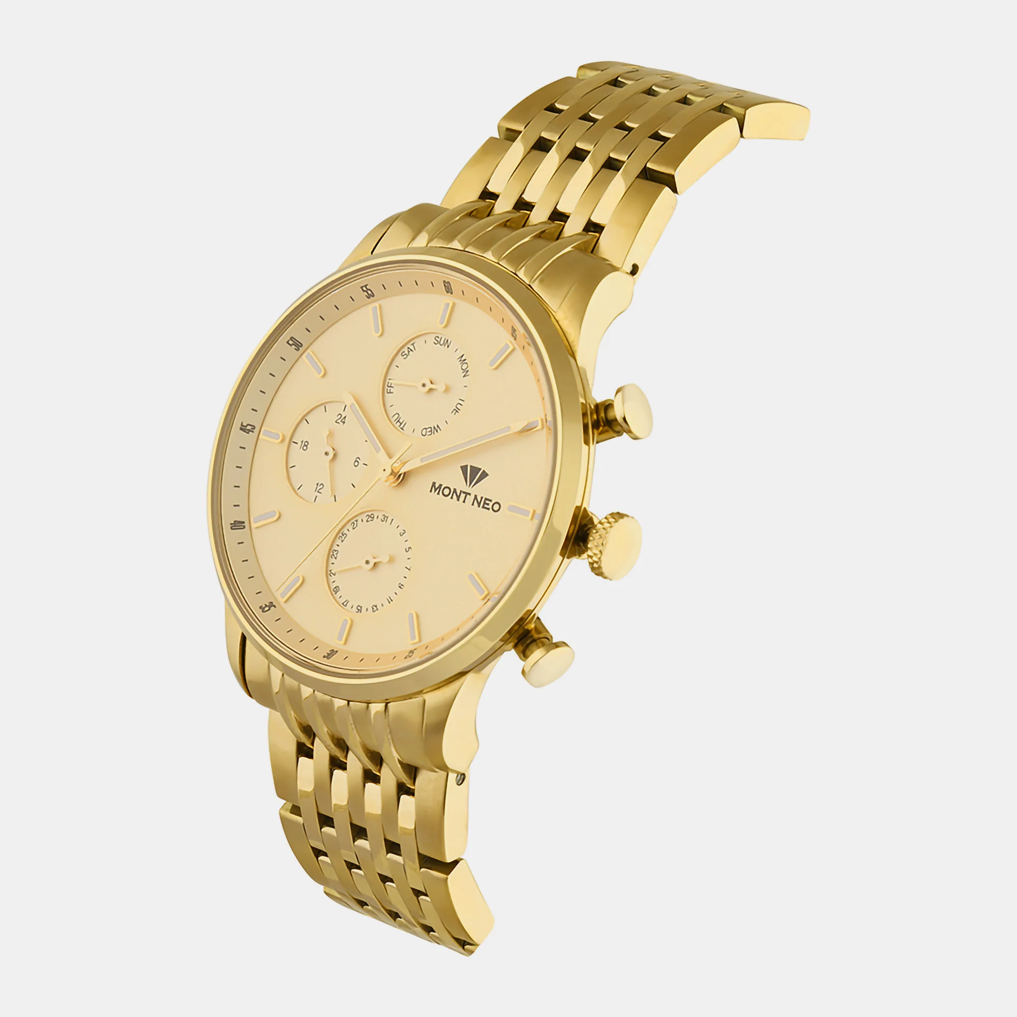 Men Quartz Champagne Dial Chronograph Stainless Steel Watch G7005M-M2208 - Image 2