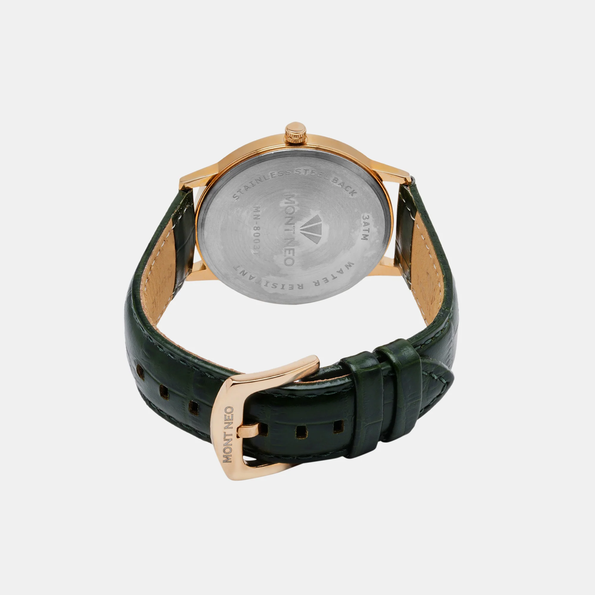 Men Quartz Green Dial Analog Leather Watch 8003T-L3314 - Image 5