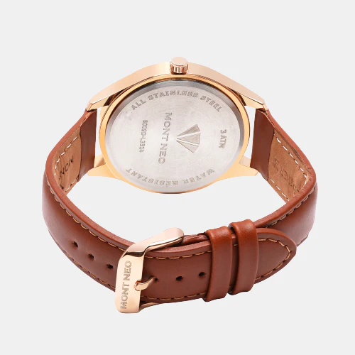 Men Quartz Green Dial Analog Leather Watch 8009D-L3314 - Image 5