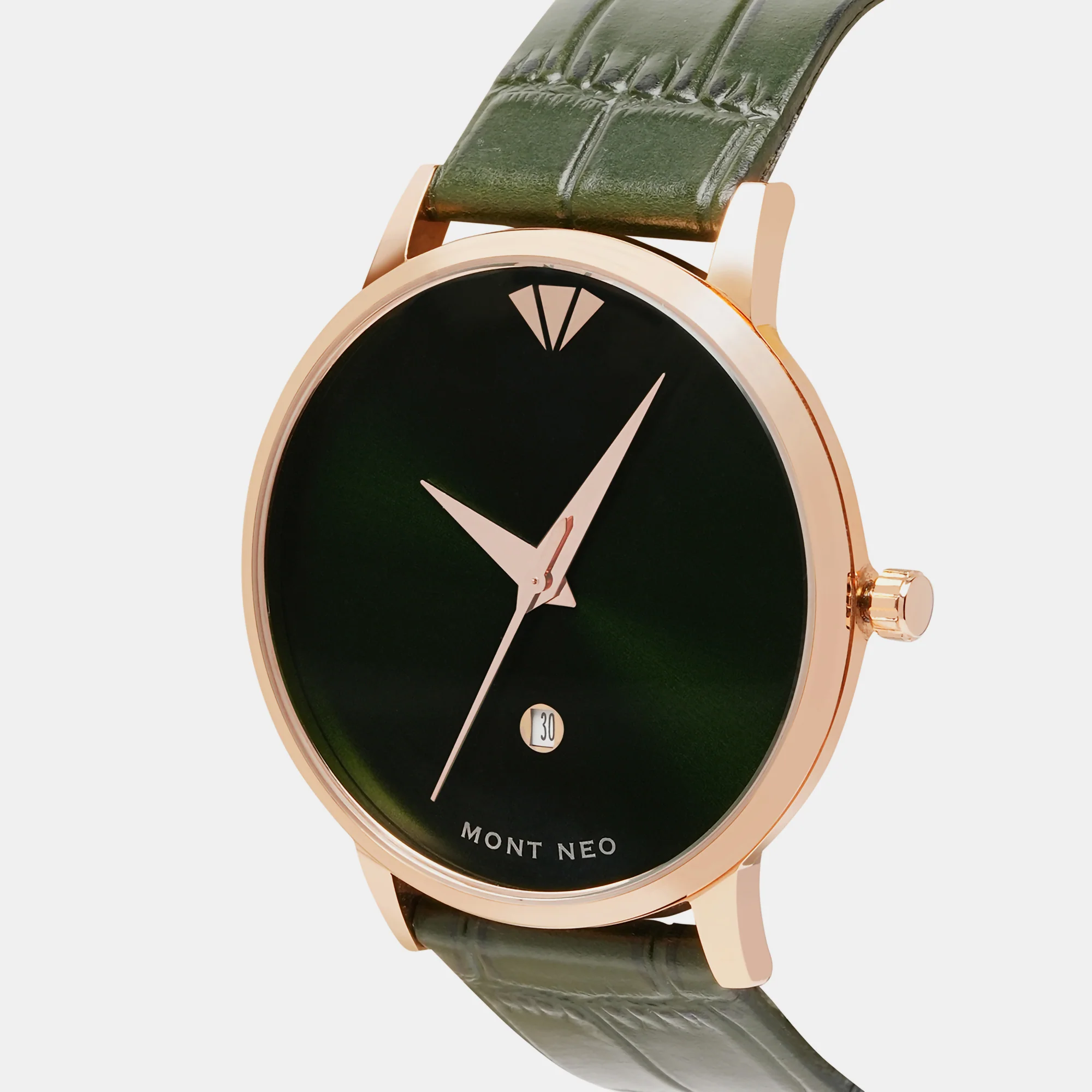 Men Quartz Green Dial Analog Leather Watch G1034E-L3314 - Image 3