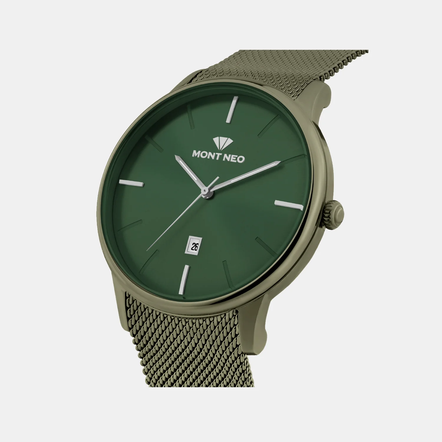 Men Quartz Green Dial Analog Mesh Watch G1052E-B101014 - Image 3
