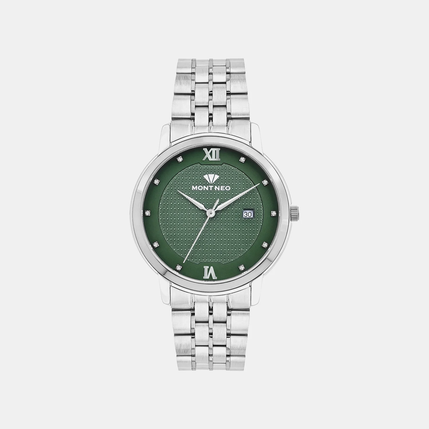 Men Quartz Green Dial Analog Metal Watch 8504E-M1114