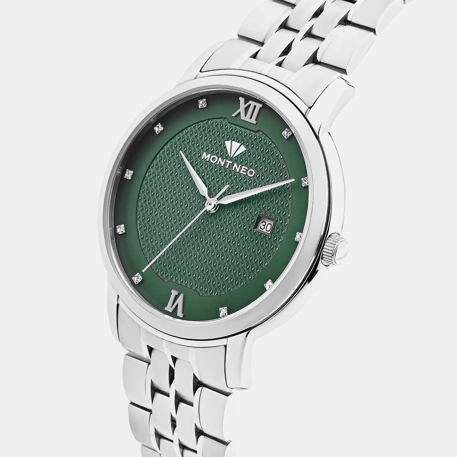 Men Quartz Green Dial Analog Metal Watch 8504E-M1114 - Image 2