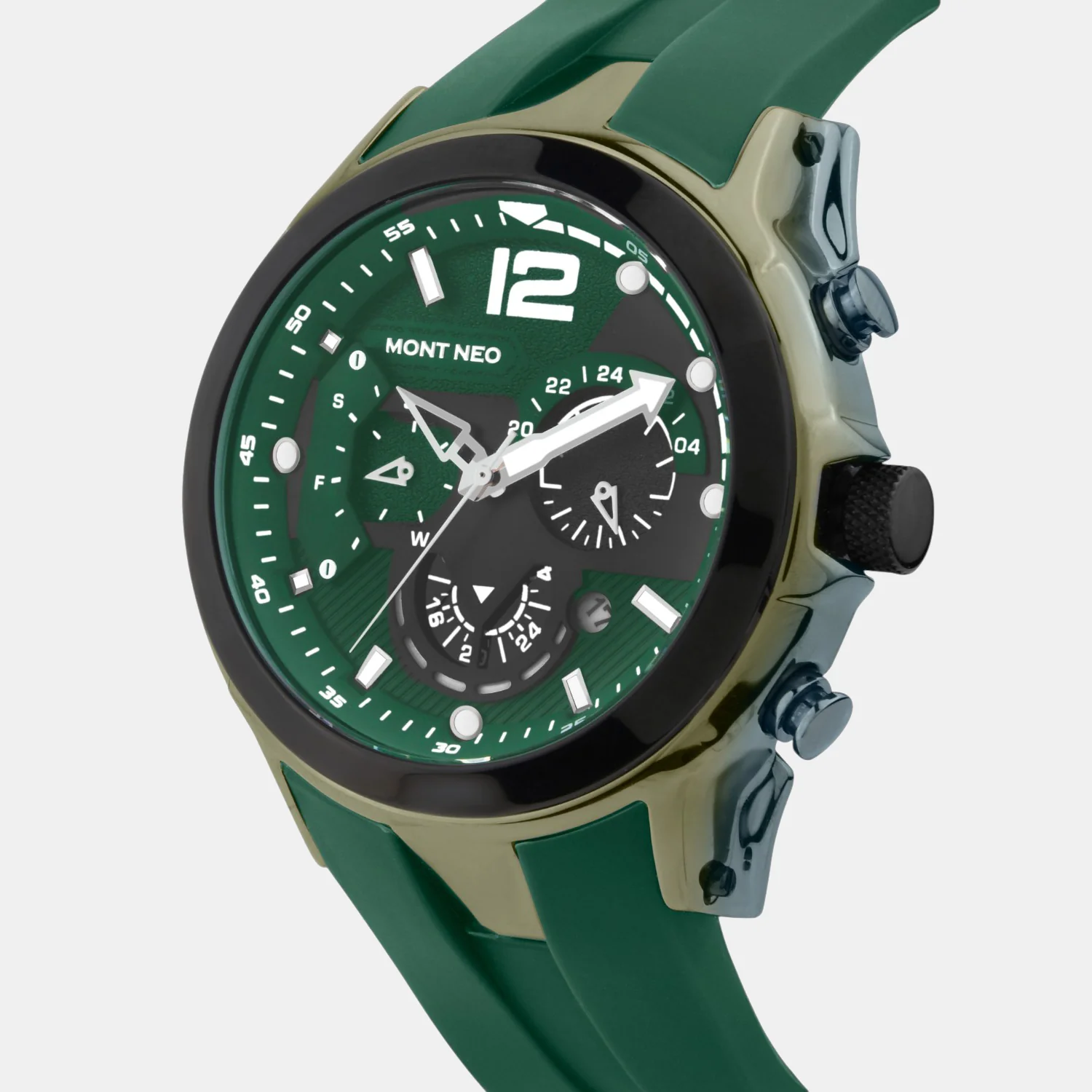 Men Quartz Green Dial Chronograph Silicone Watch G1059C-P10414 - Image 2