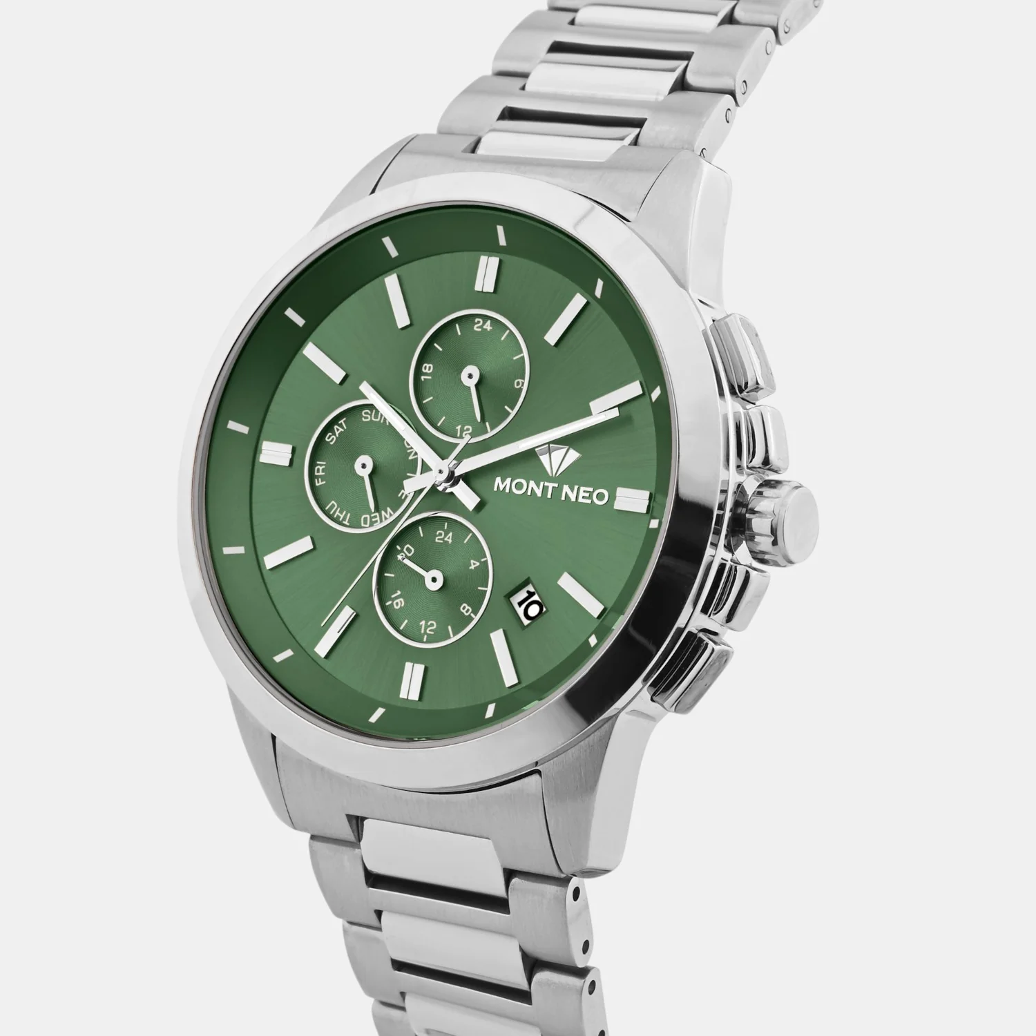 Men Quartz Green Dial Multi-Function Stainless Steel Watch G1051M-M1114 - Image 2
