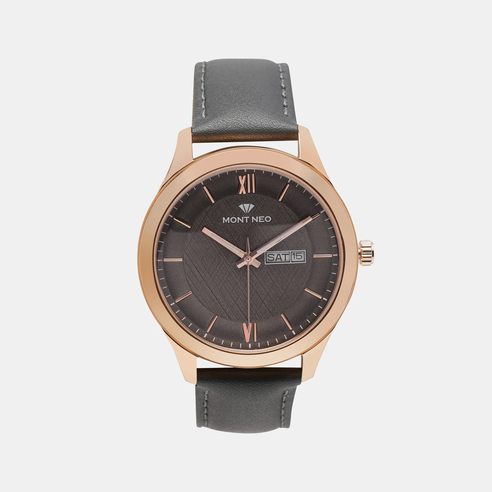 Men Quartz Grey Dial Analog Leather Watch 8009D-L3315 - Image 2