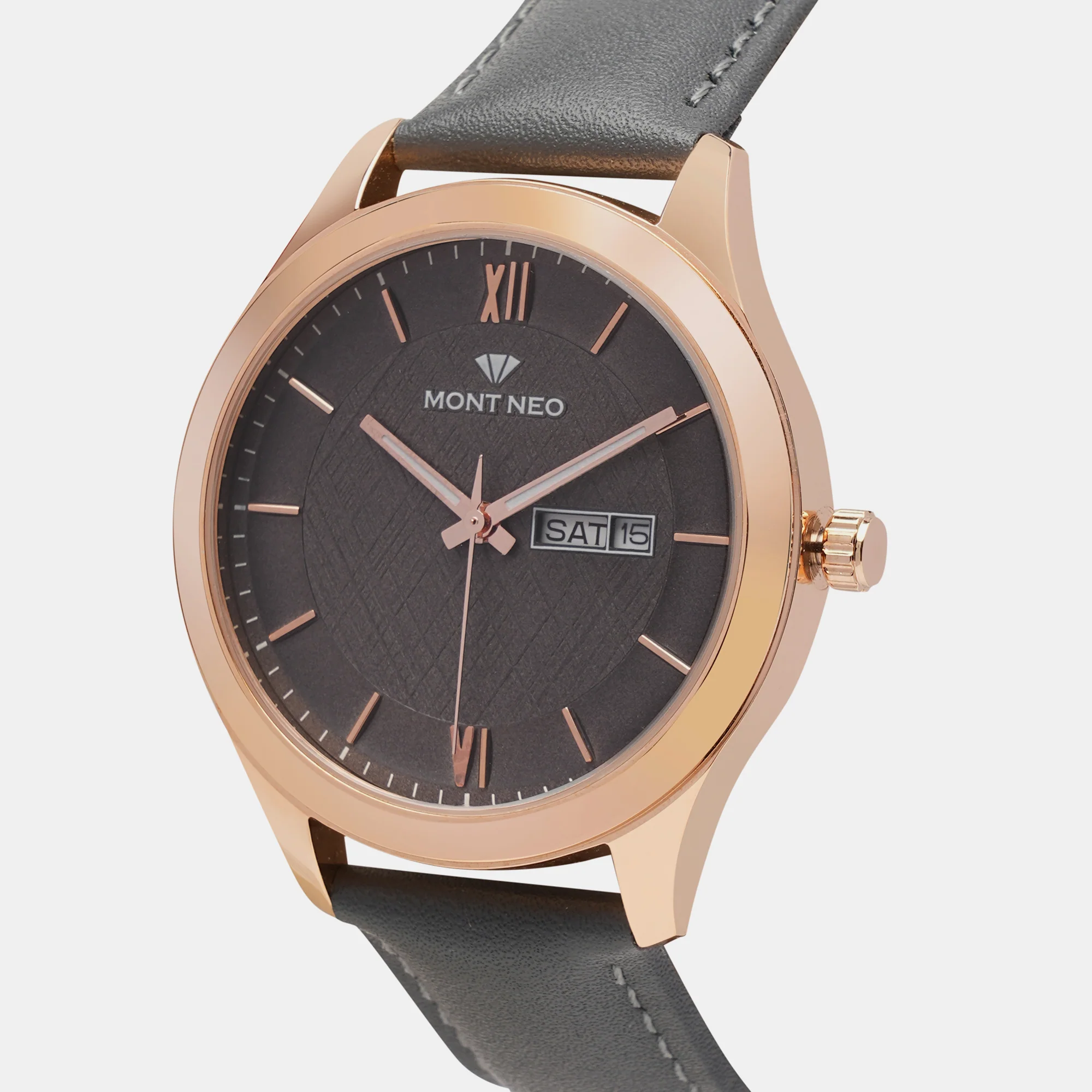Men Quartz Grey Dial Analog Leather Watch 8009D-L3315 - Image 3
