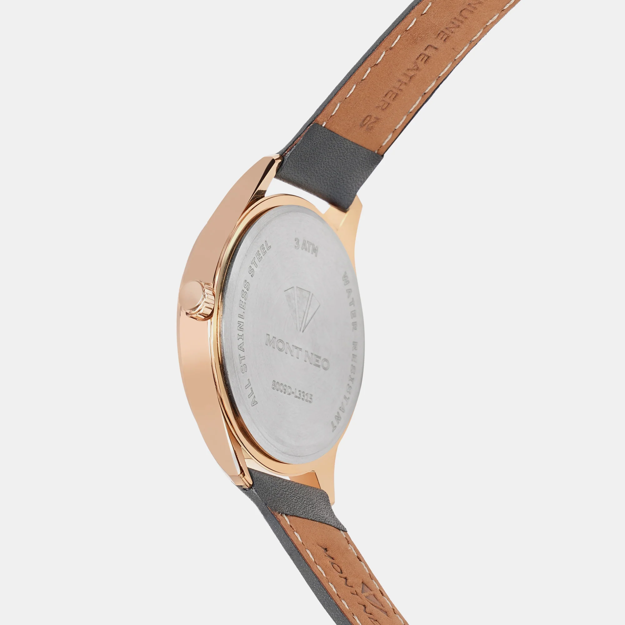 Men Quartz Grey Dial Analog Leather Watch 8009D-L3315 - Image 4
