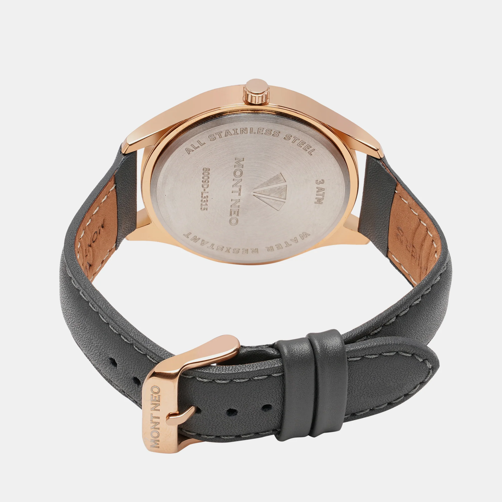 Men Quartz Grey Dial Analog Leather Watch 8009D-L3315 - Image 5