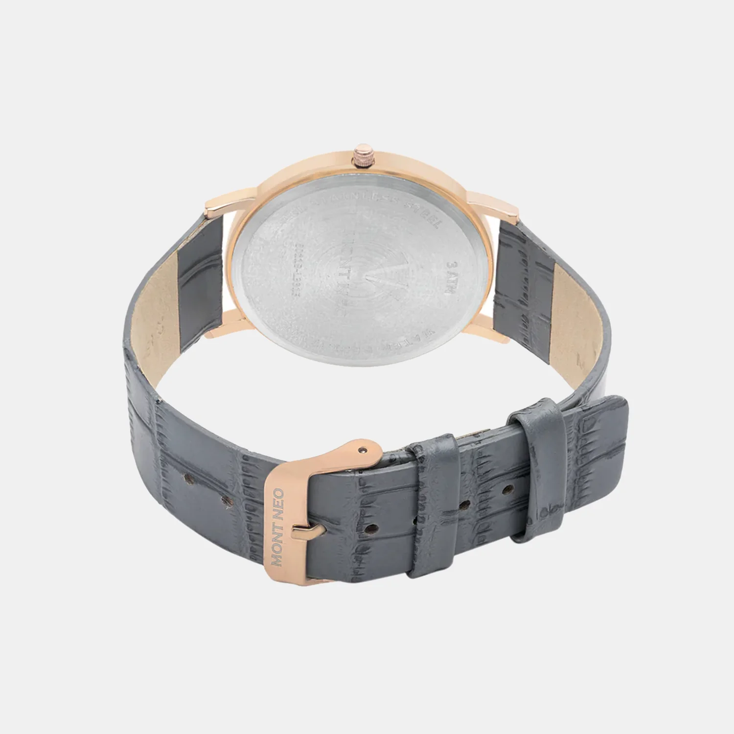 Men Quartz Grey Dial Analog Leather Watch 8011B-L3315 - Image 4