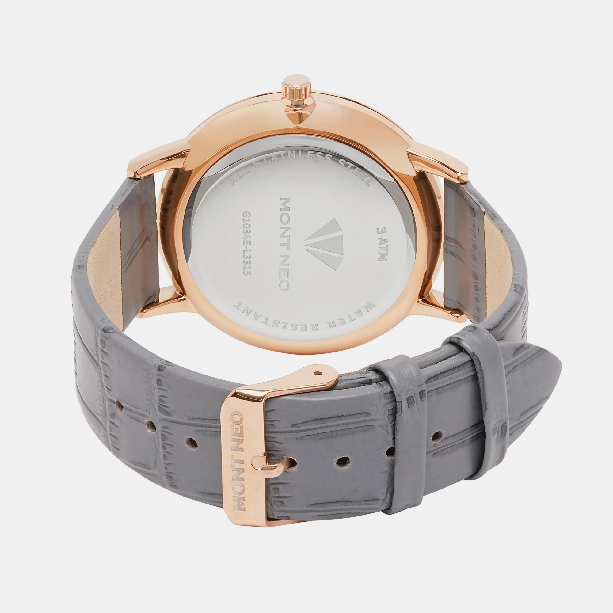 Men Quartz Grey Dial Analog Leather Watch G1034E-L3315 - Image 5
