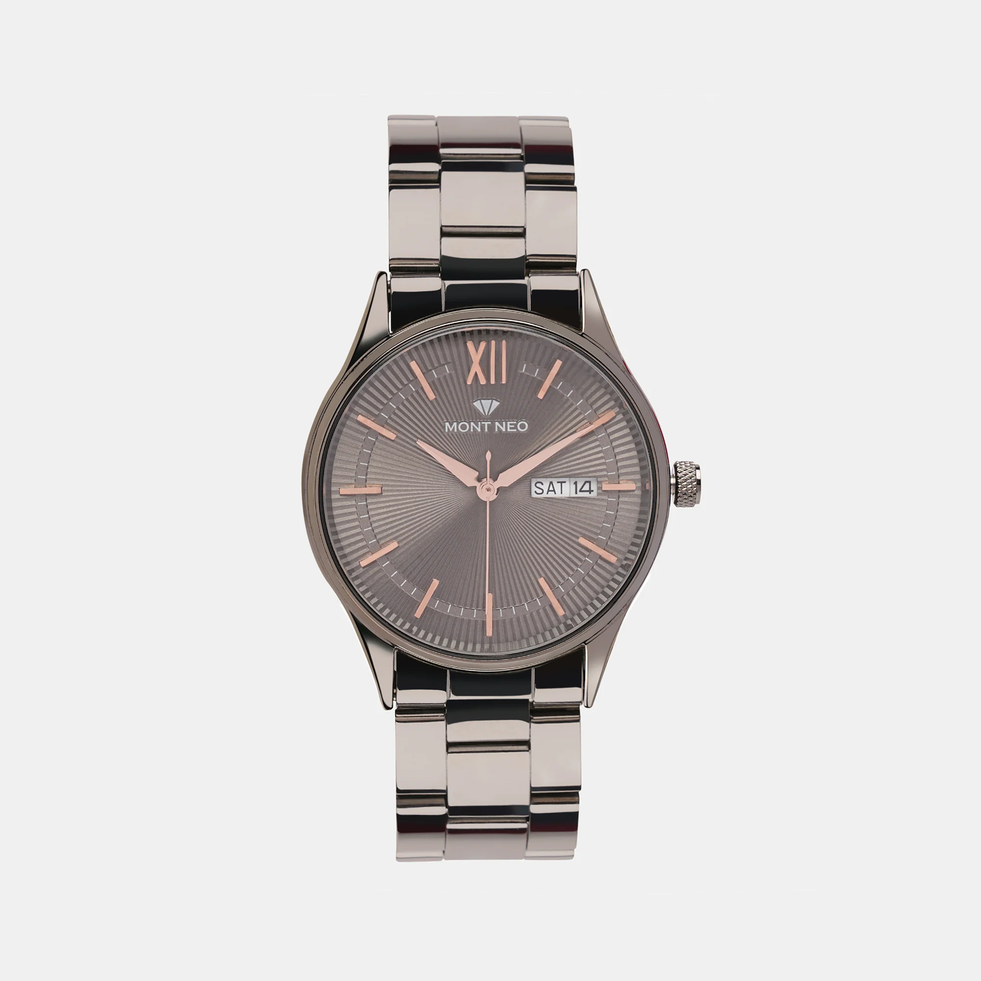 Men Quartz Grey Dial Analog Stainless Steel Watch 8007T-M8816 - Image 2