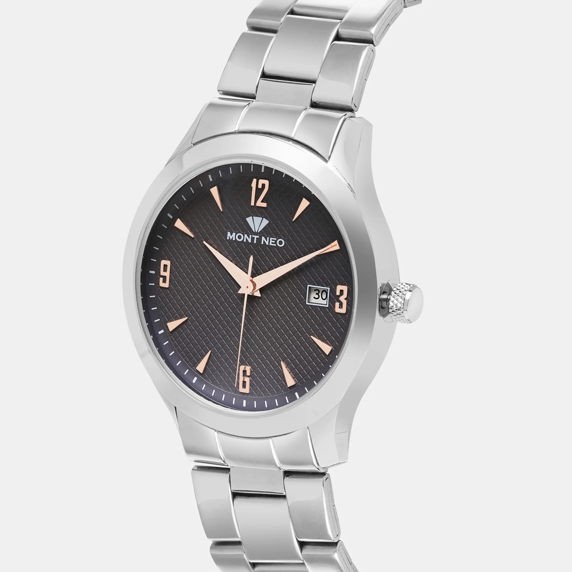 Men Quartz Grey Dial Analog Stainless Steel Watch 8010E-M1115 - Image 2