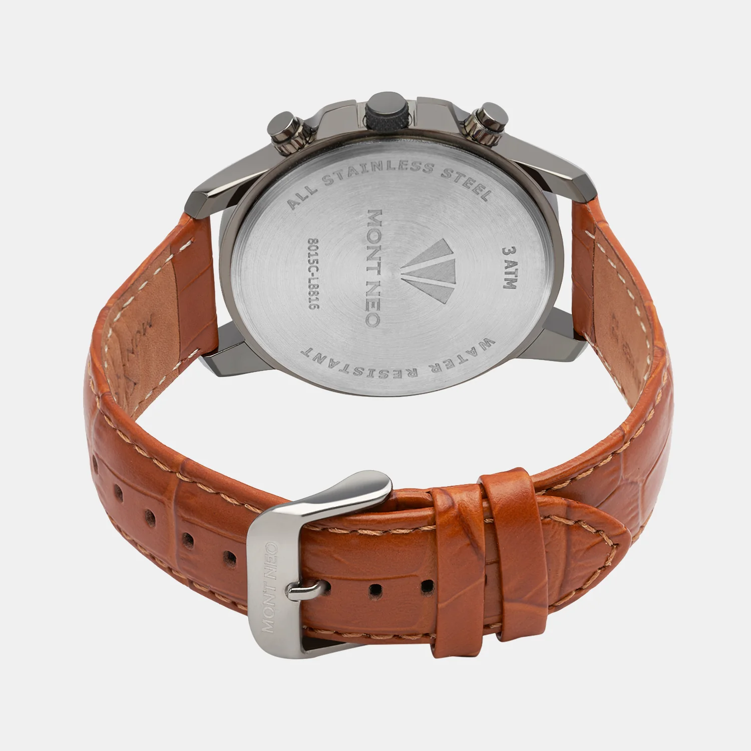 Men Quartz Gun Dial Chronograph Leather Watch 8015C-L8816 - Image 4