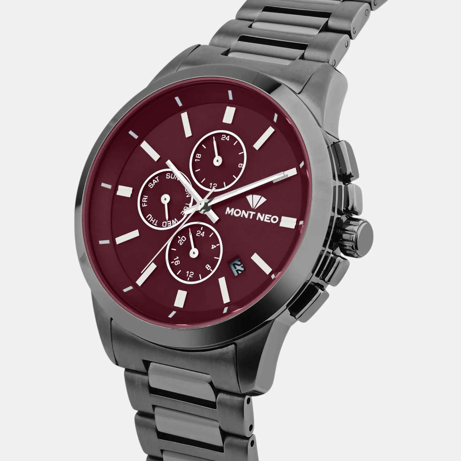 Men Quartz Red Dial Multi-Function Stainless Steel Watch G1051M-M8812 - Image 2