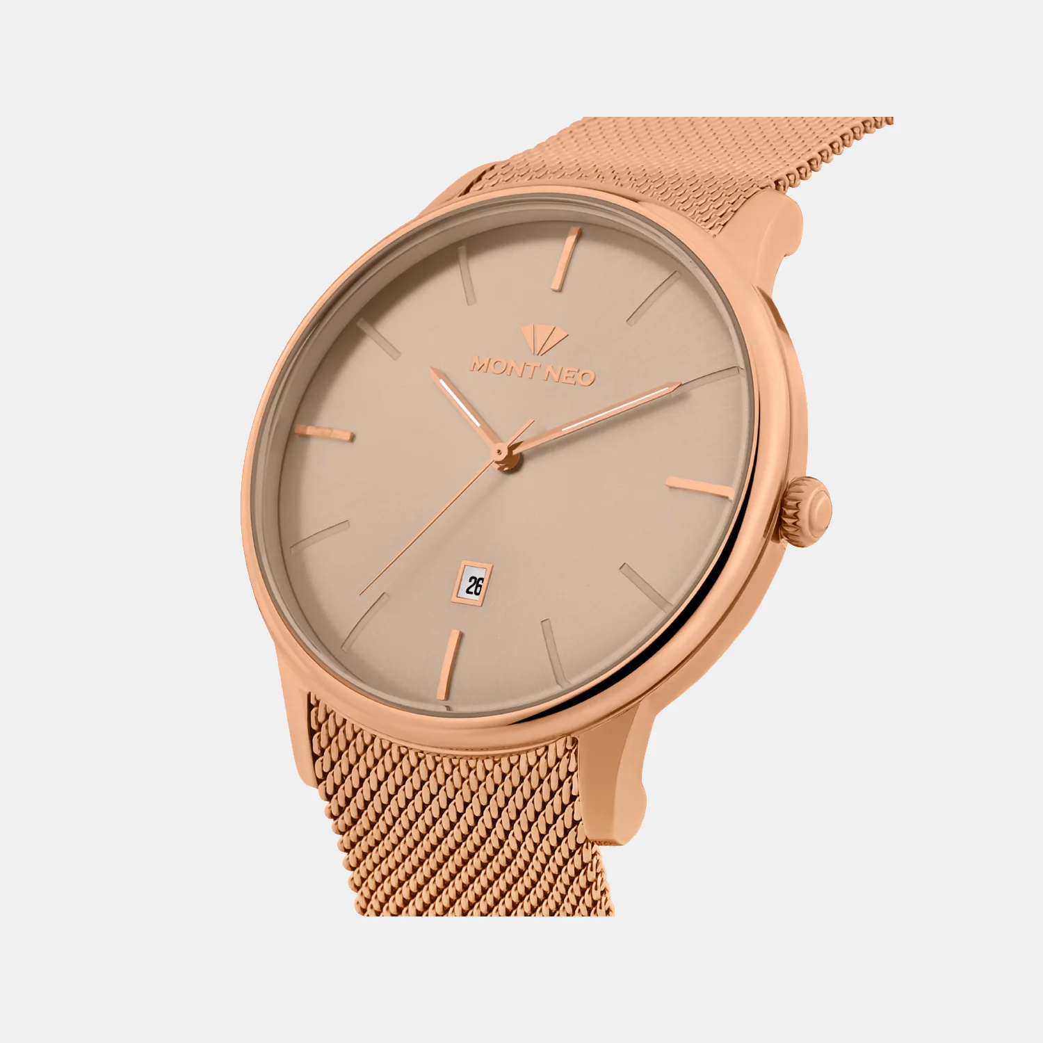 Men Quartz Rose Gold Dial Analog Stainless Steel Watch G1052E-B3307 - Image 3