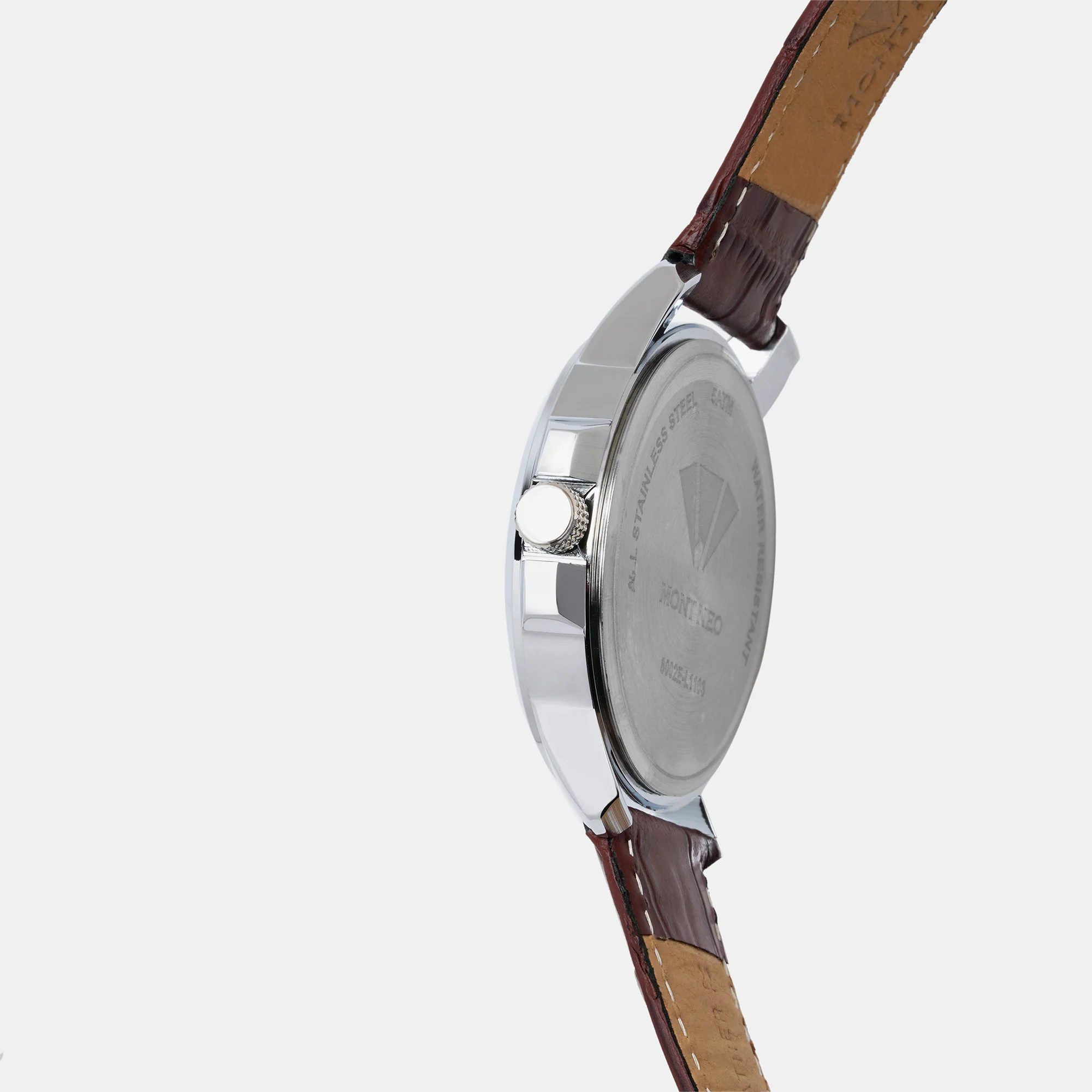 Men Quartz Silver Dial Analog Leather Watch 8002E-L1103 - Image 3