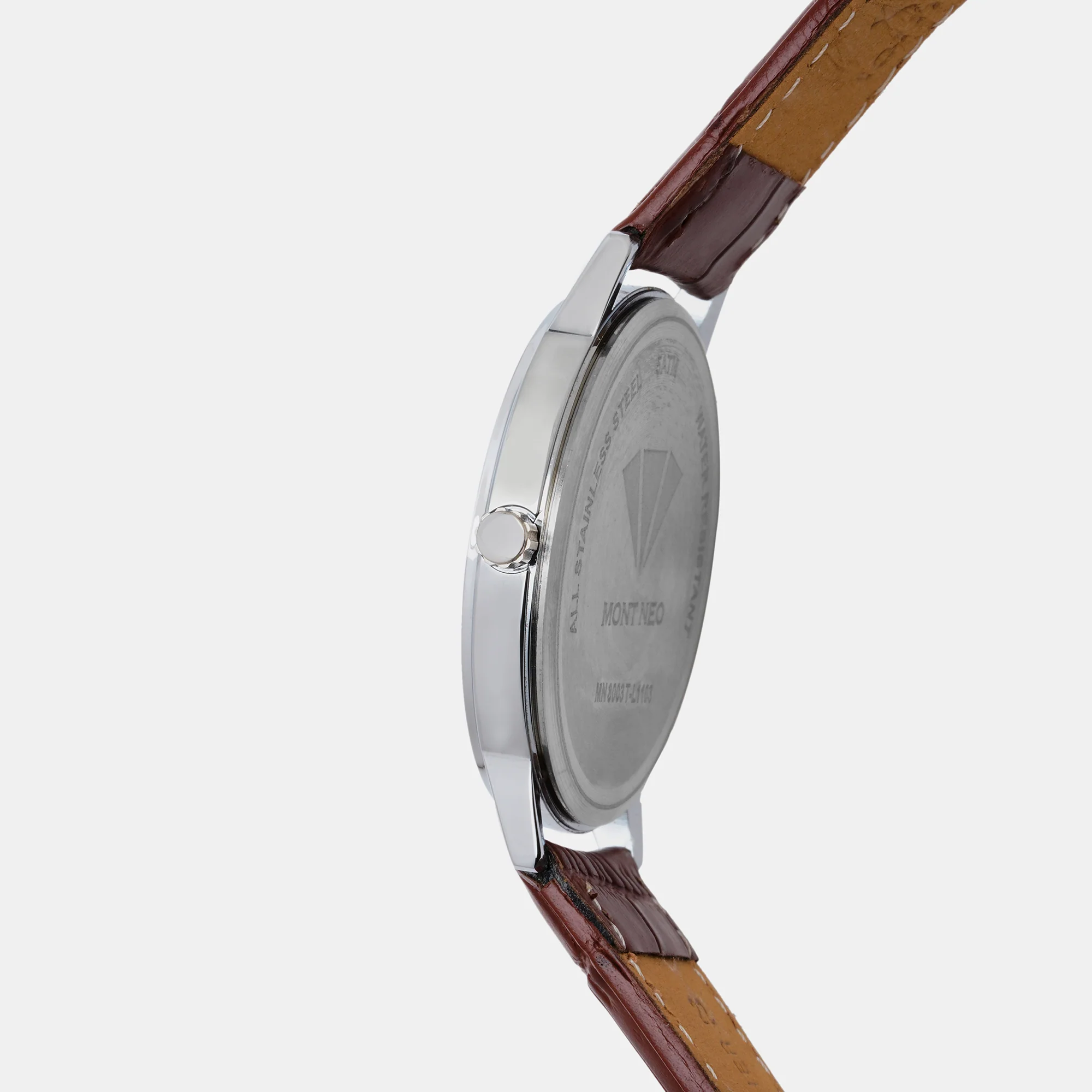 Men Quartz Silver Dial Analog Leather Watch 8003T-L1103 - Image 4