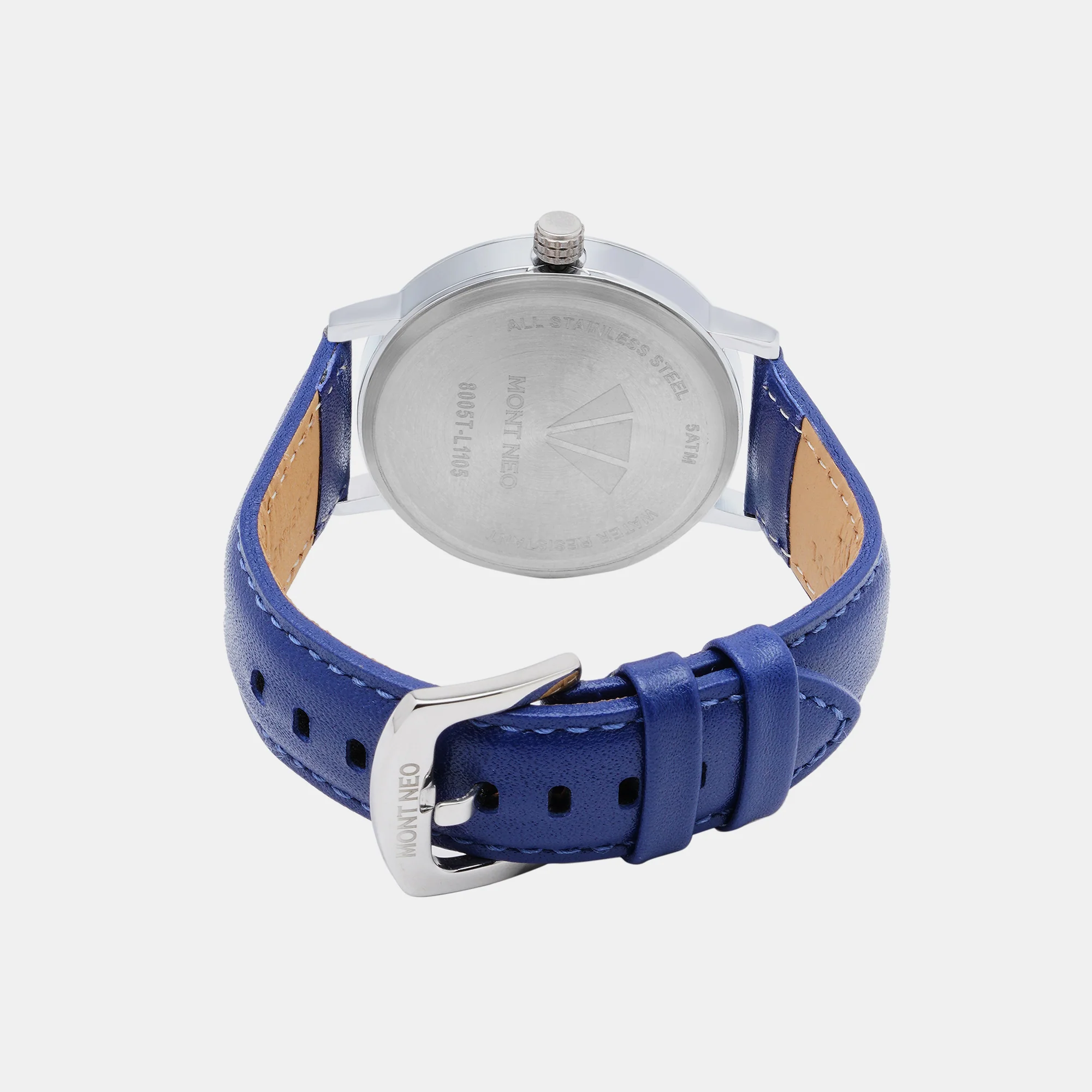 Men Quartz Silver Dial Analog Leather Watch 8005T-L1105 - Image 5
