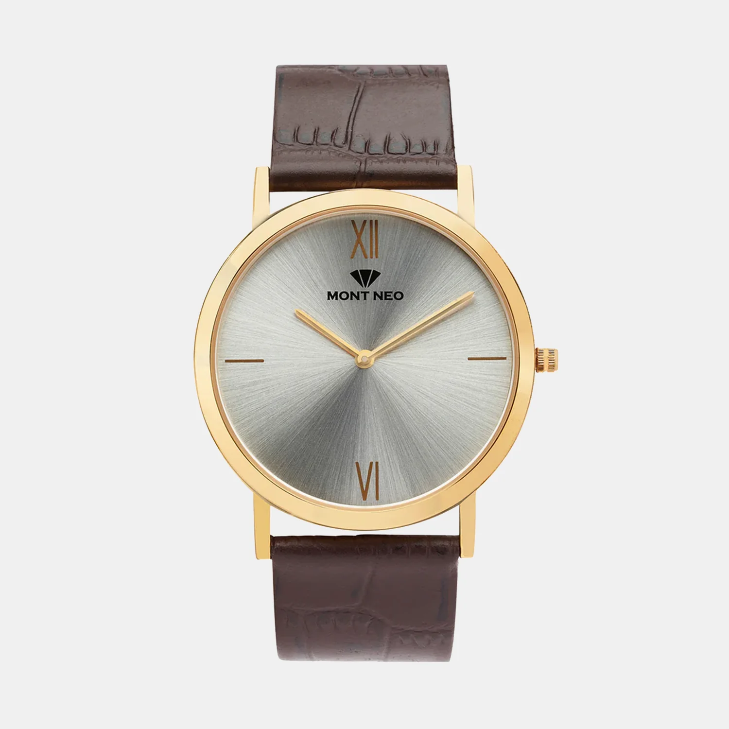 Men Quartz Silver Dial Analog Leather Watch 8011B-L2203