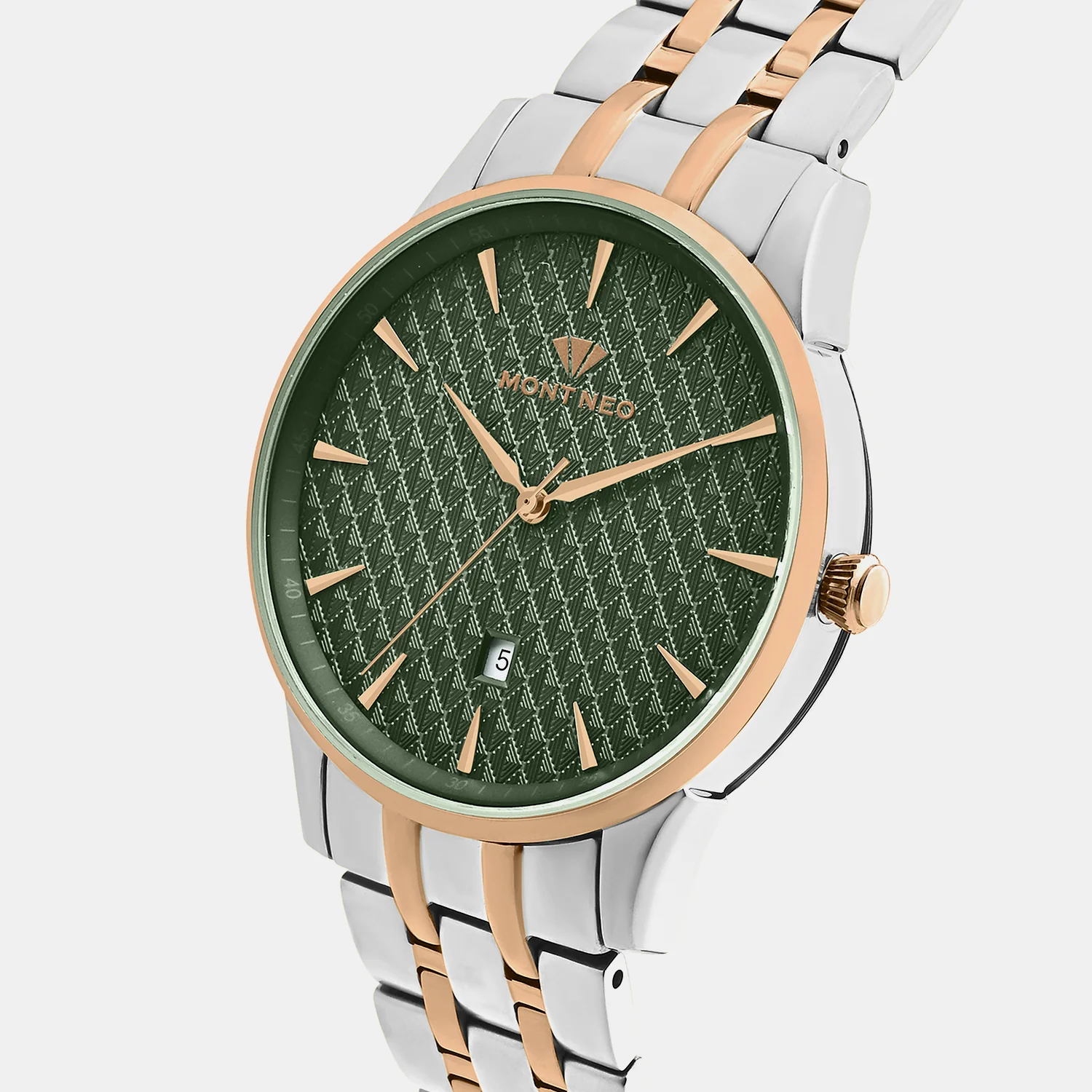 Men Quartz Green Dial Analog Metal Watch 8501E-M1314 - Image 2