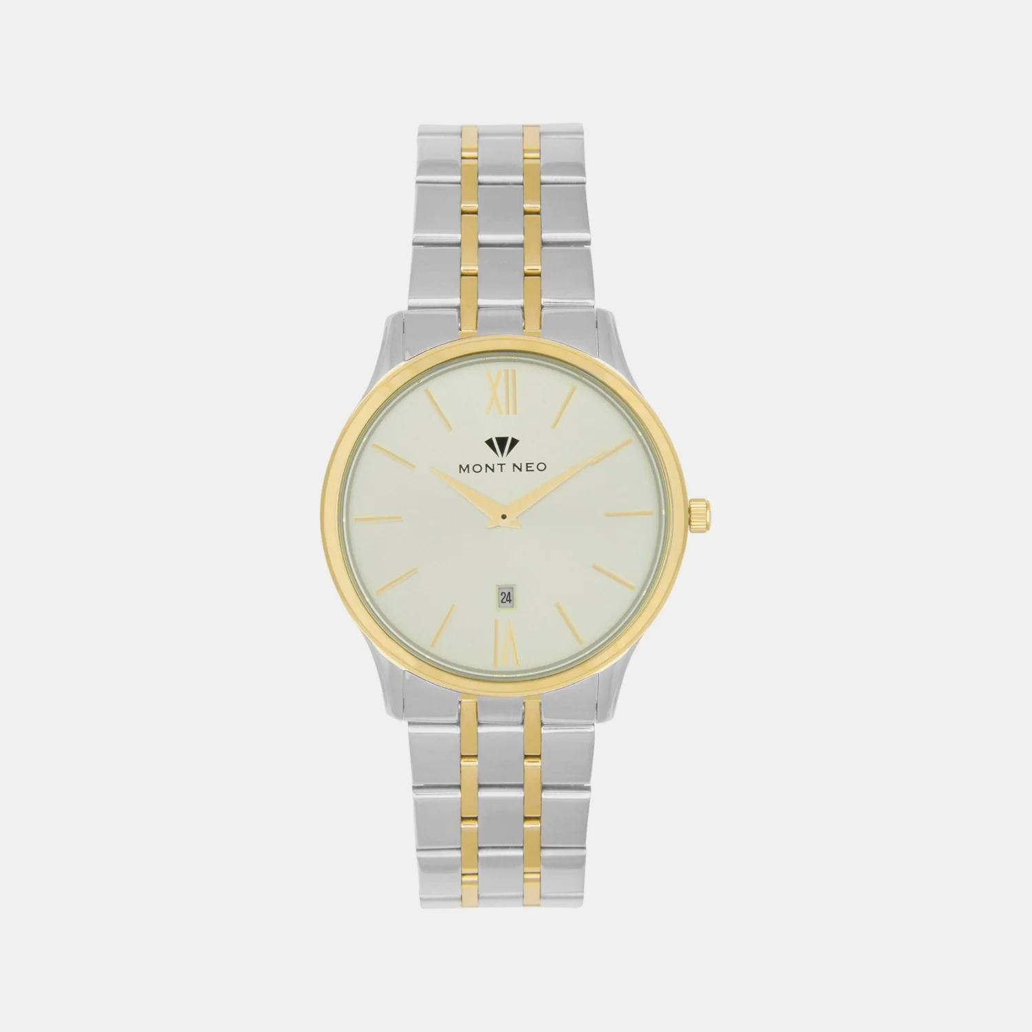 Men Quartz Silver Dial Analog Stainless Steel Watch 1035E-M1208