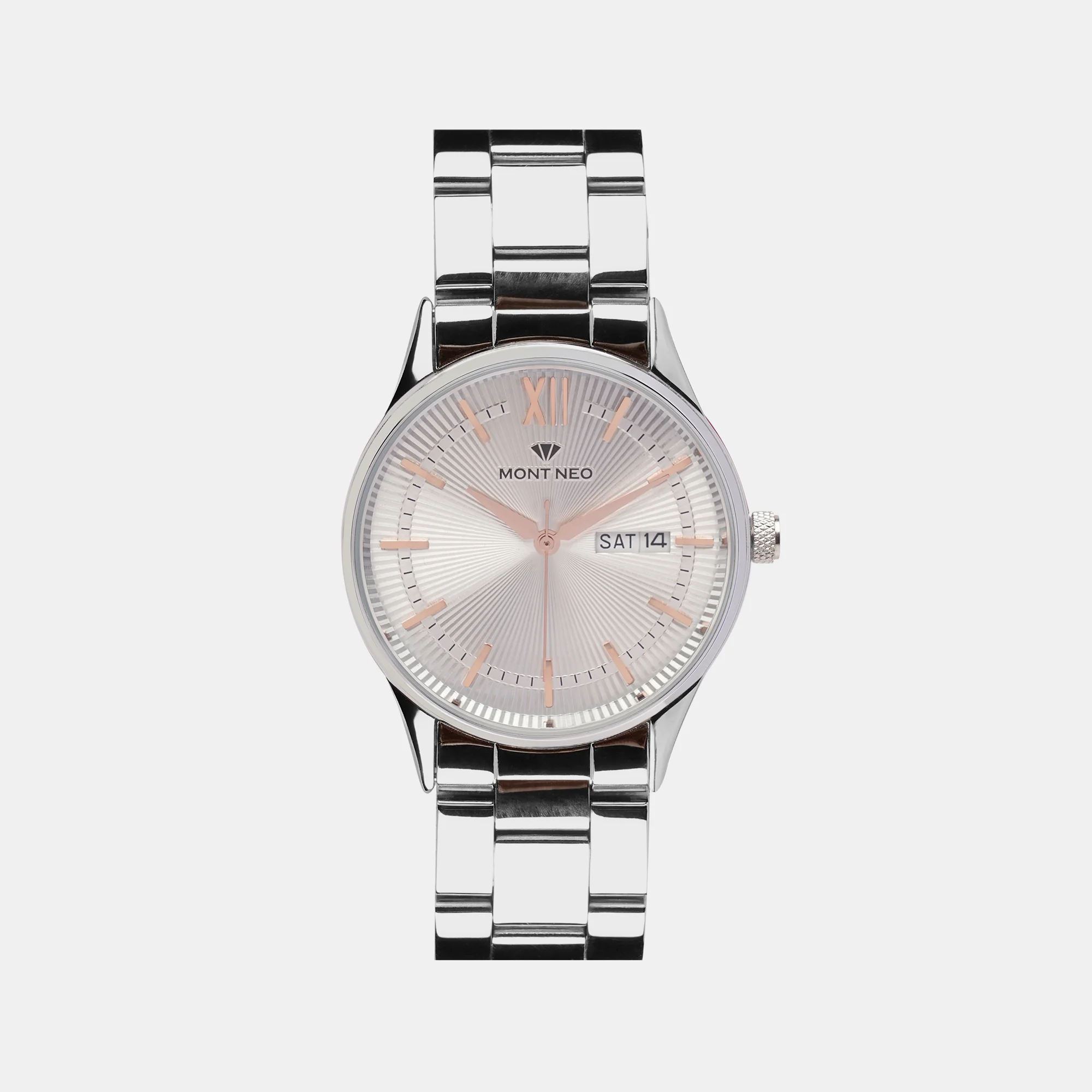 Men Quartz Silver Dial Analog Stainless Steel Watch 8007T-M1103 - Image 2