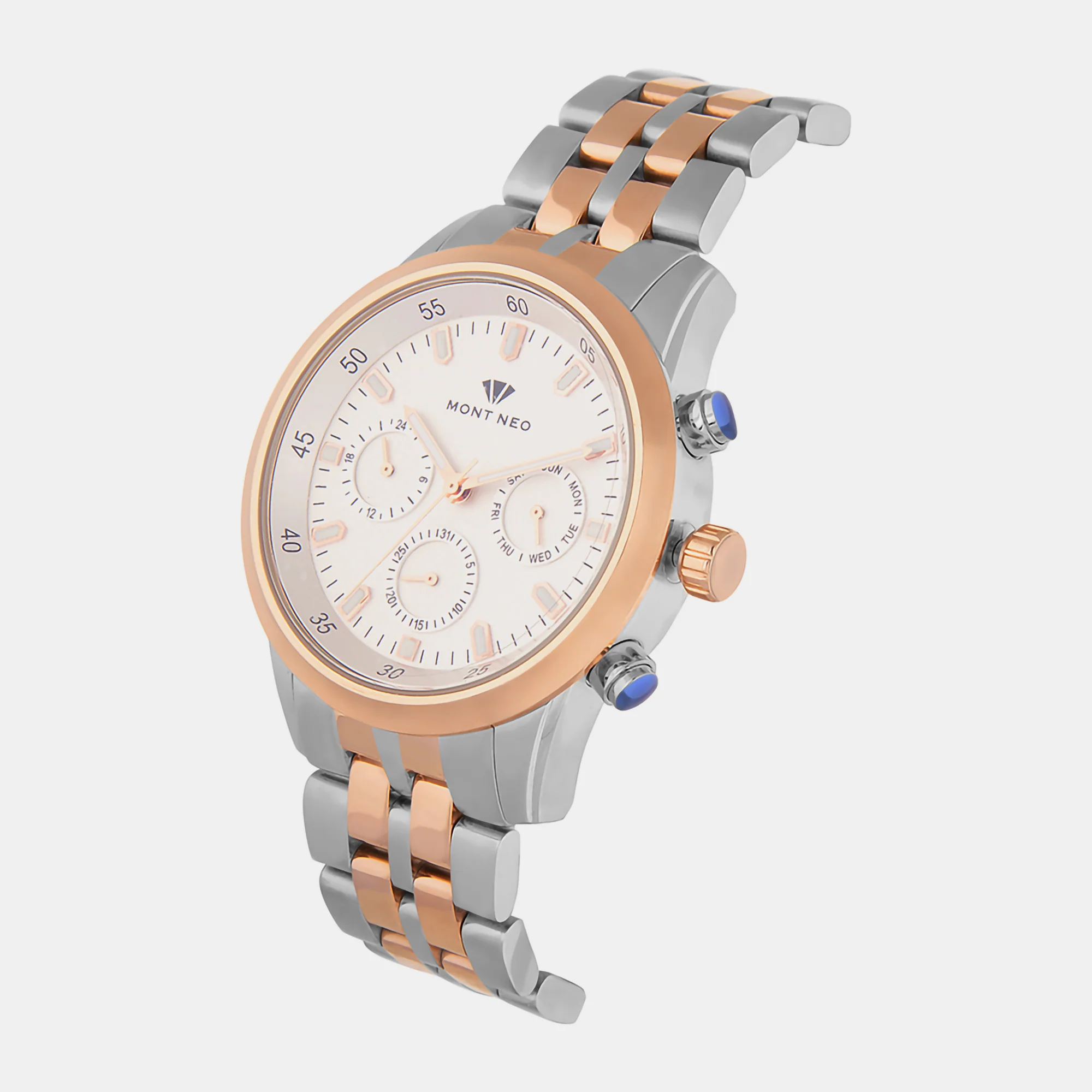 Men Quartz Silver Dial Chronograph Stainless Steel Watch 1030M-M1303 - Image 2