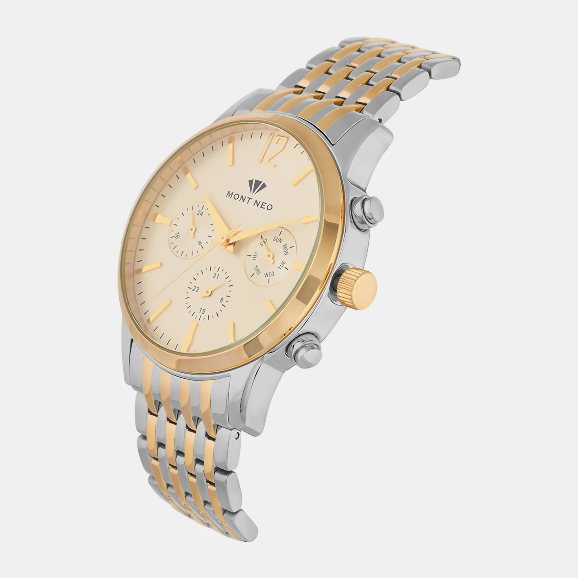 Men Quartz Silver Dial Chronograph Stainless Steel Watch 1031M-M1203 - Image 3