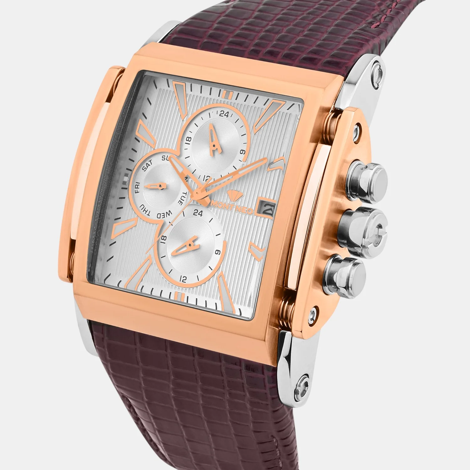 Men Quartz Silver Dial Multi-Function Leather Watch G1057M-L1303 - Image 3