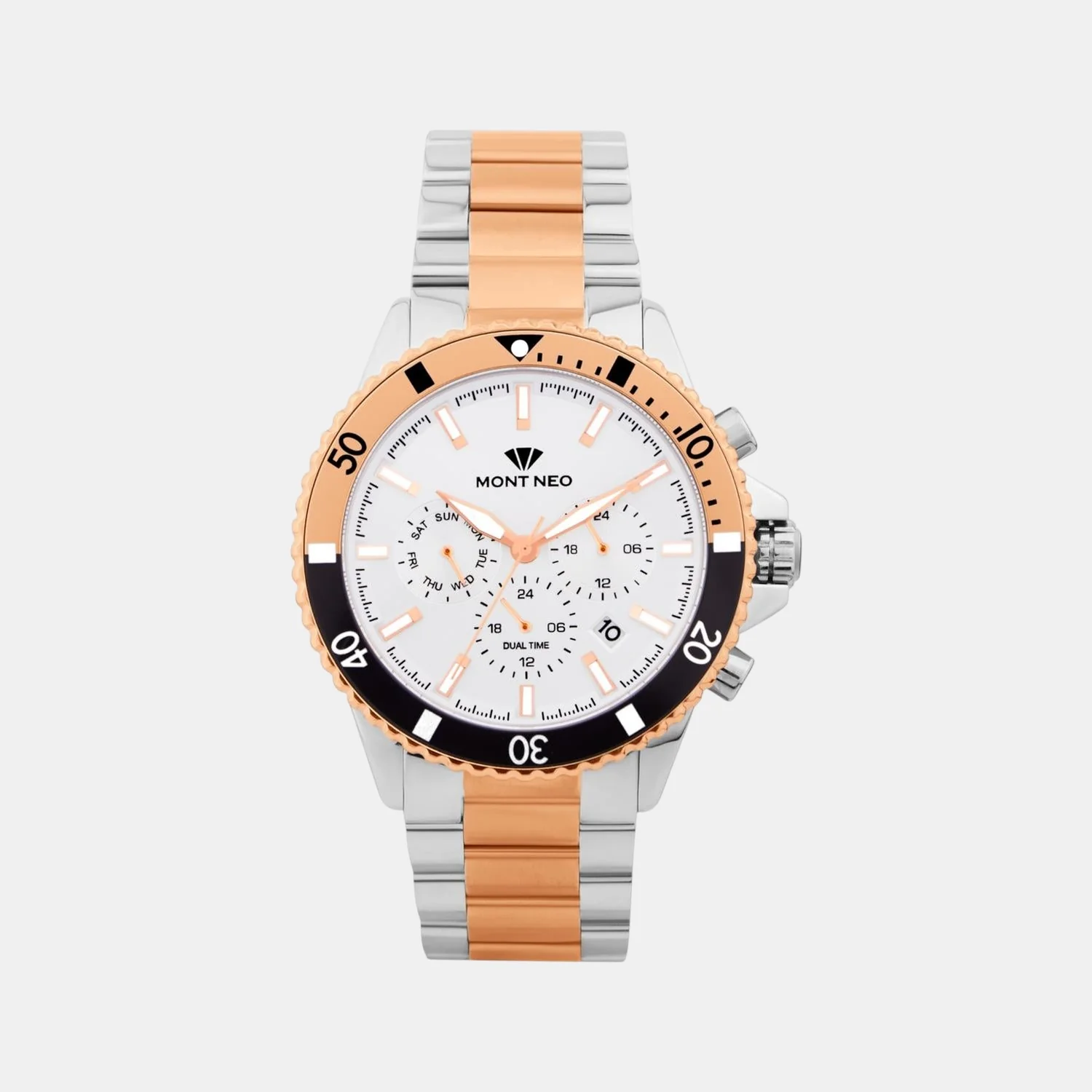 Men Quartz Silver Dial Multi-Function Metal Watch 3510M-M1403