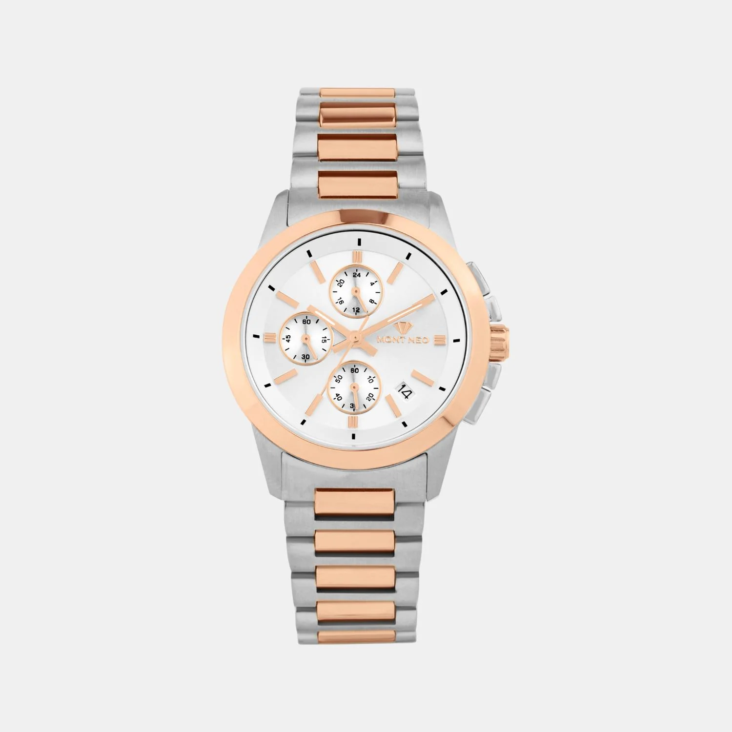 Men Quartz Silver Dial Multi-Function Stainless Steel Watch G1051M-M1303