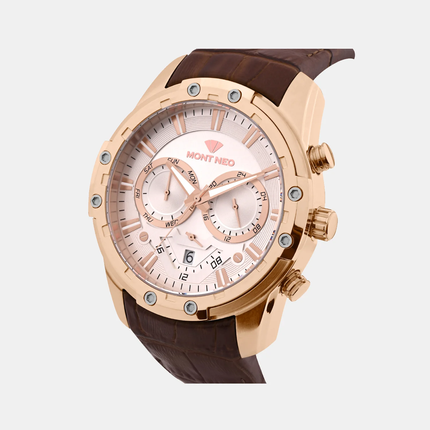 Men Quartz White Dial Multi-Function Leather Watch 1053M-L3303 - Image 3