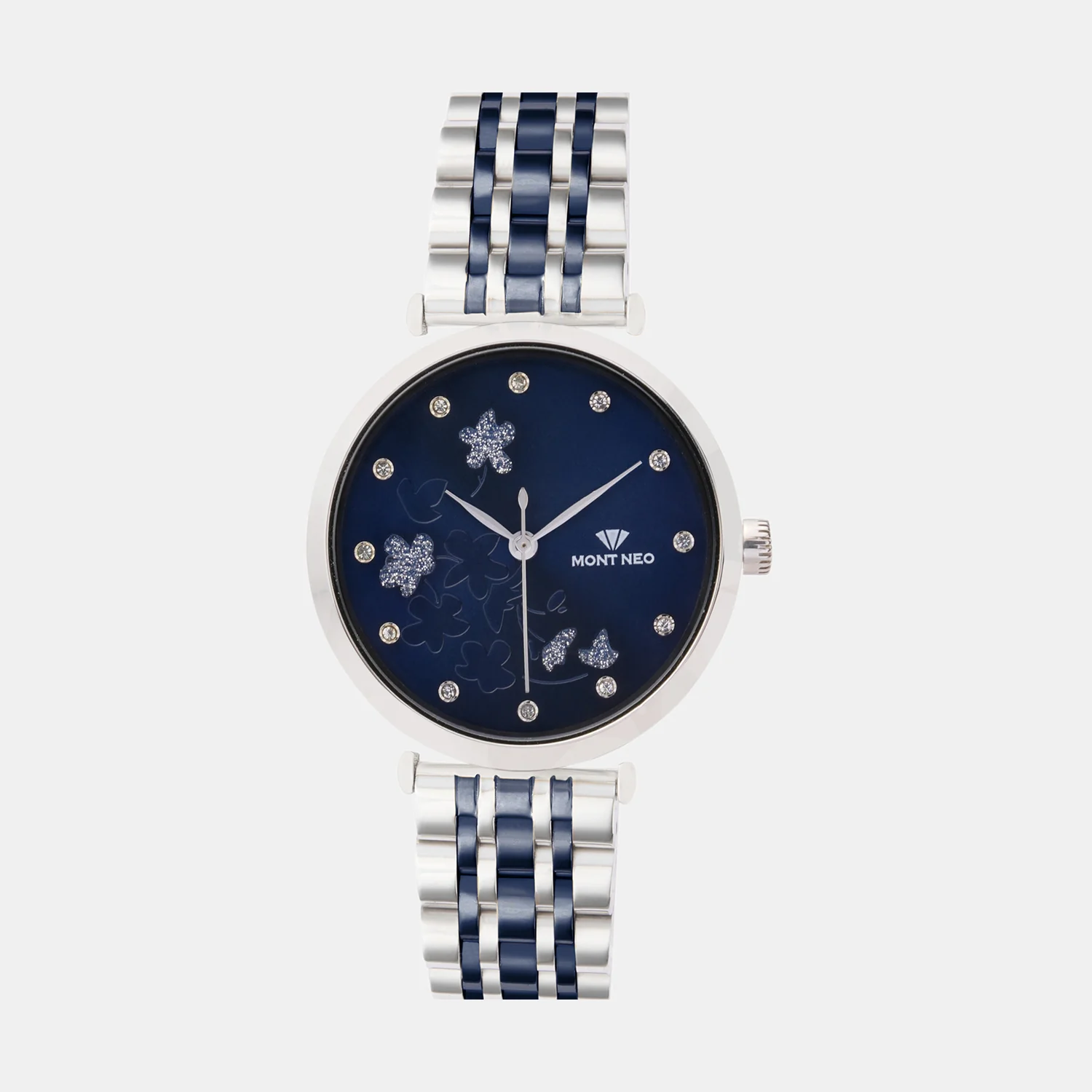 Women Quartz Blue Dial Analog Metal Watch 7505T-M1105
